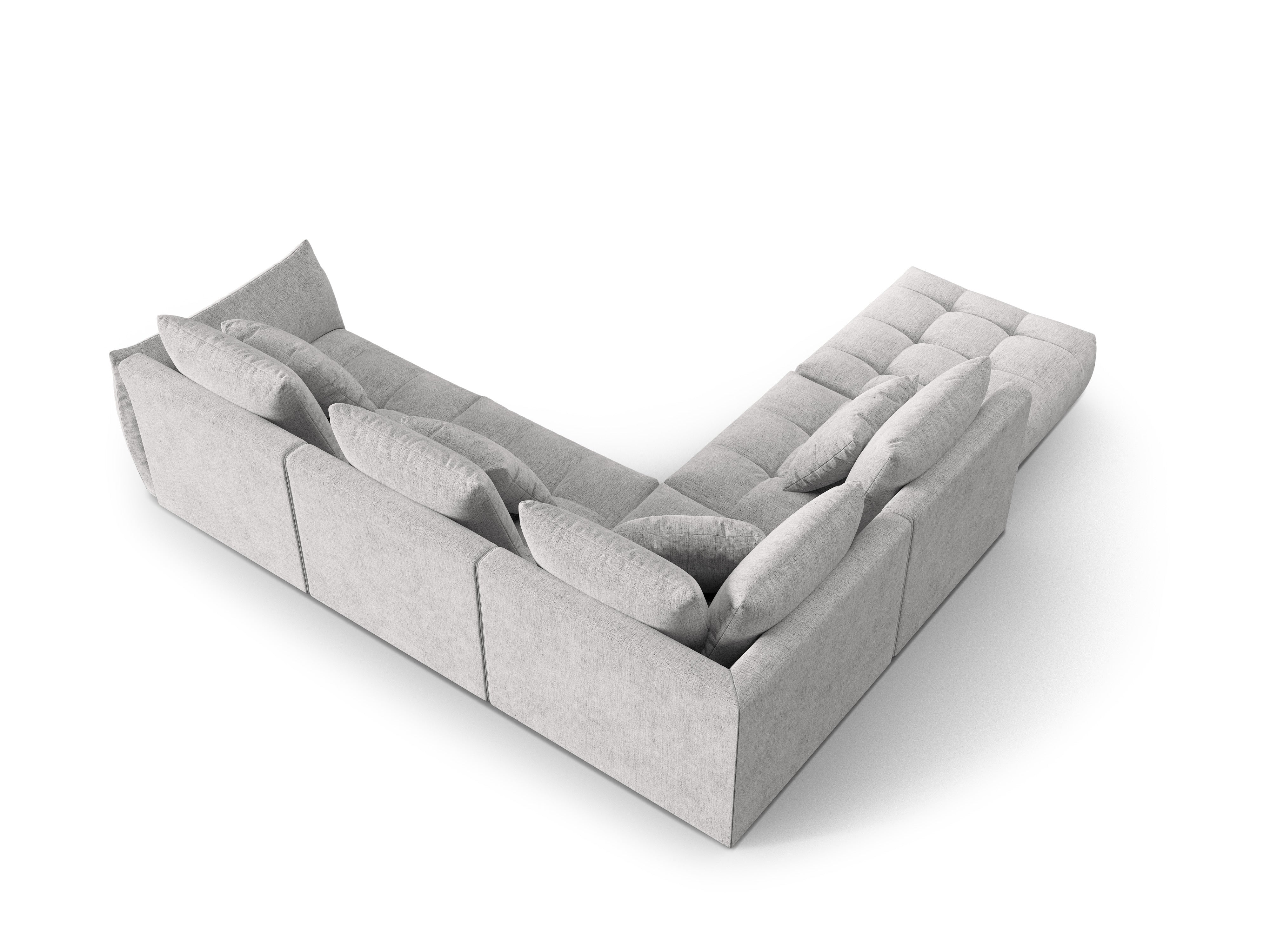 4-seater left-facing modular corner sofa BLOOM silver chenille