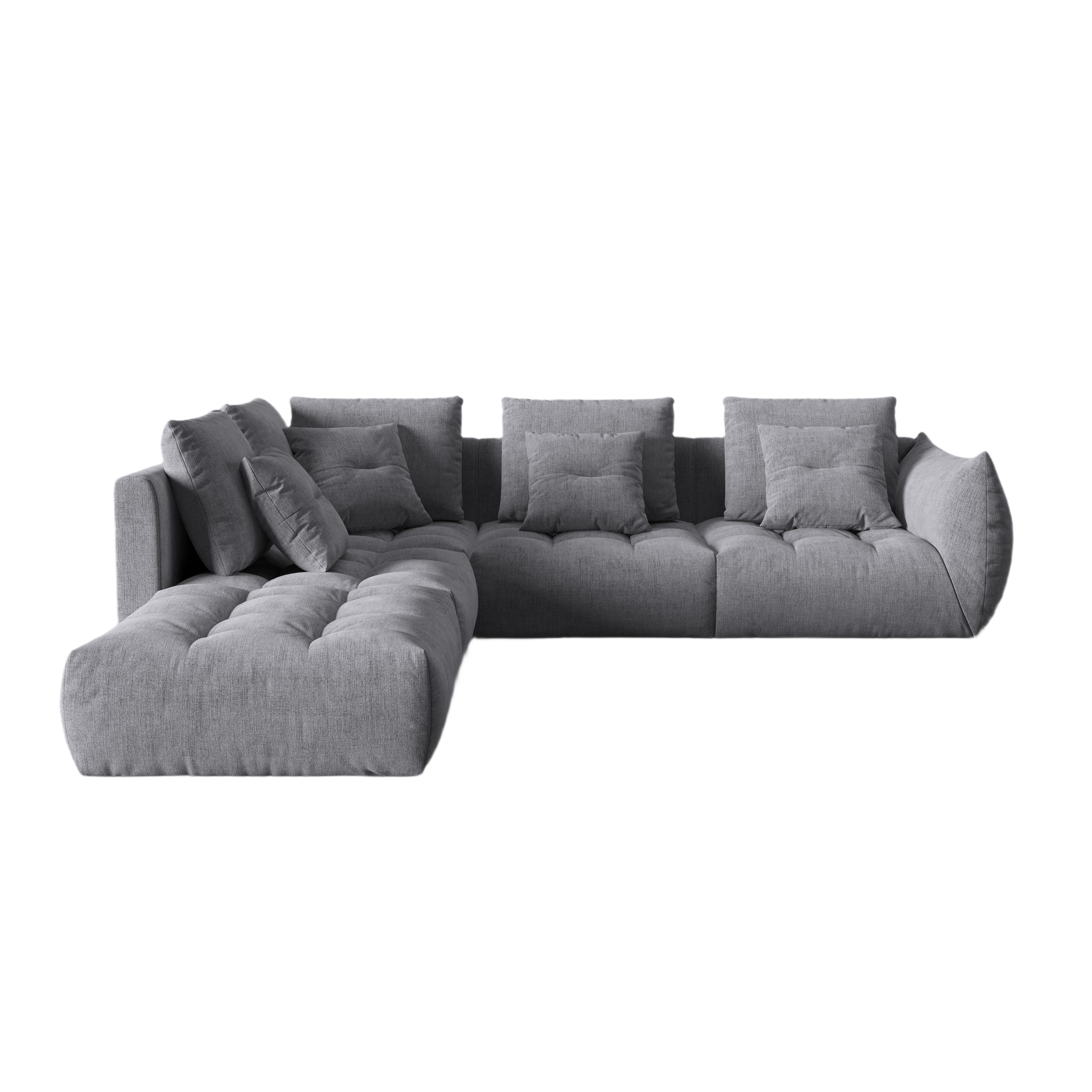 4-seater left-facing modular corner sofa BLOOM gray chenille