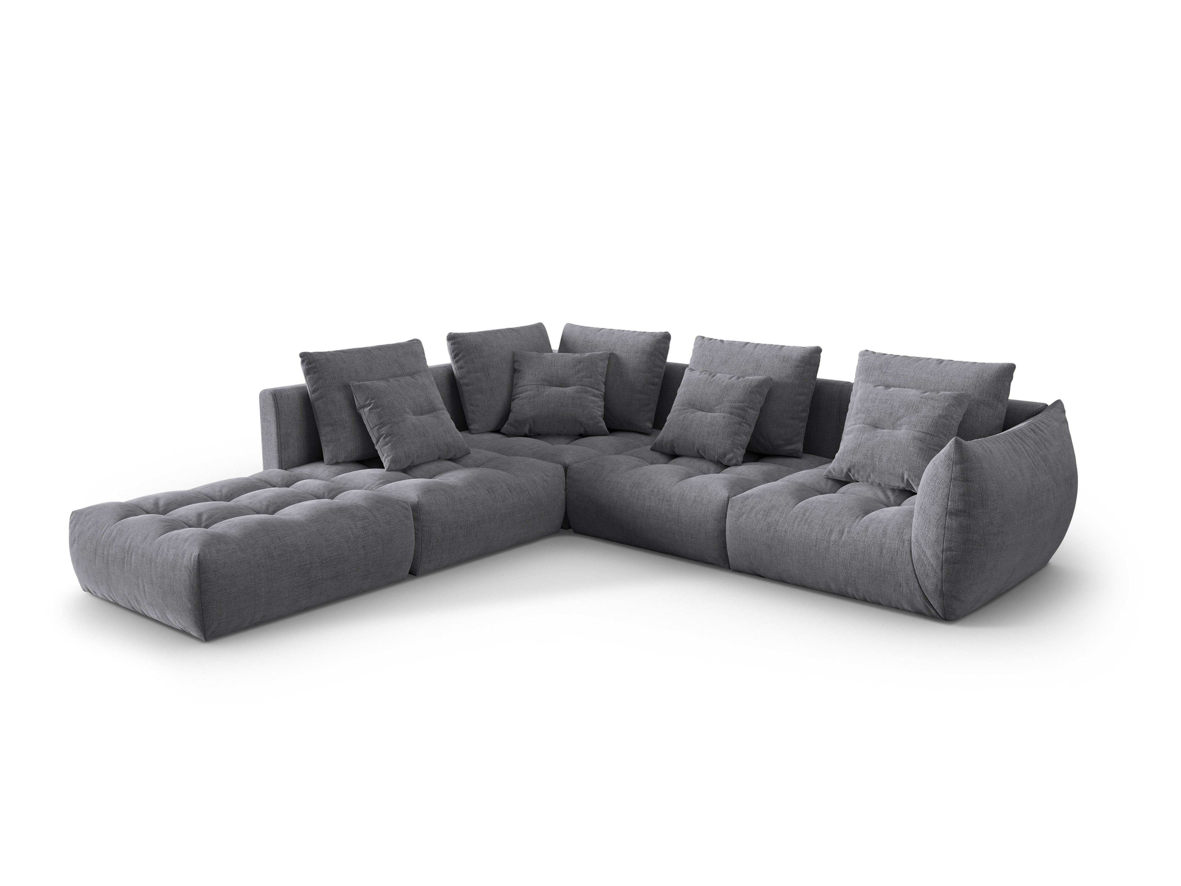4-seater left-facing modular corner sofa BLOOM gray chenille