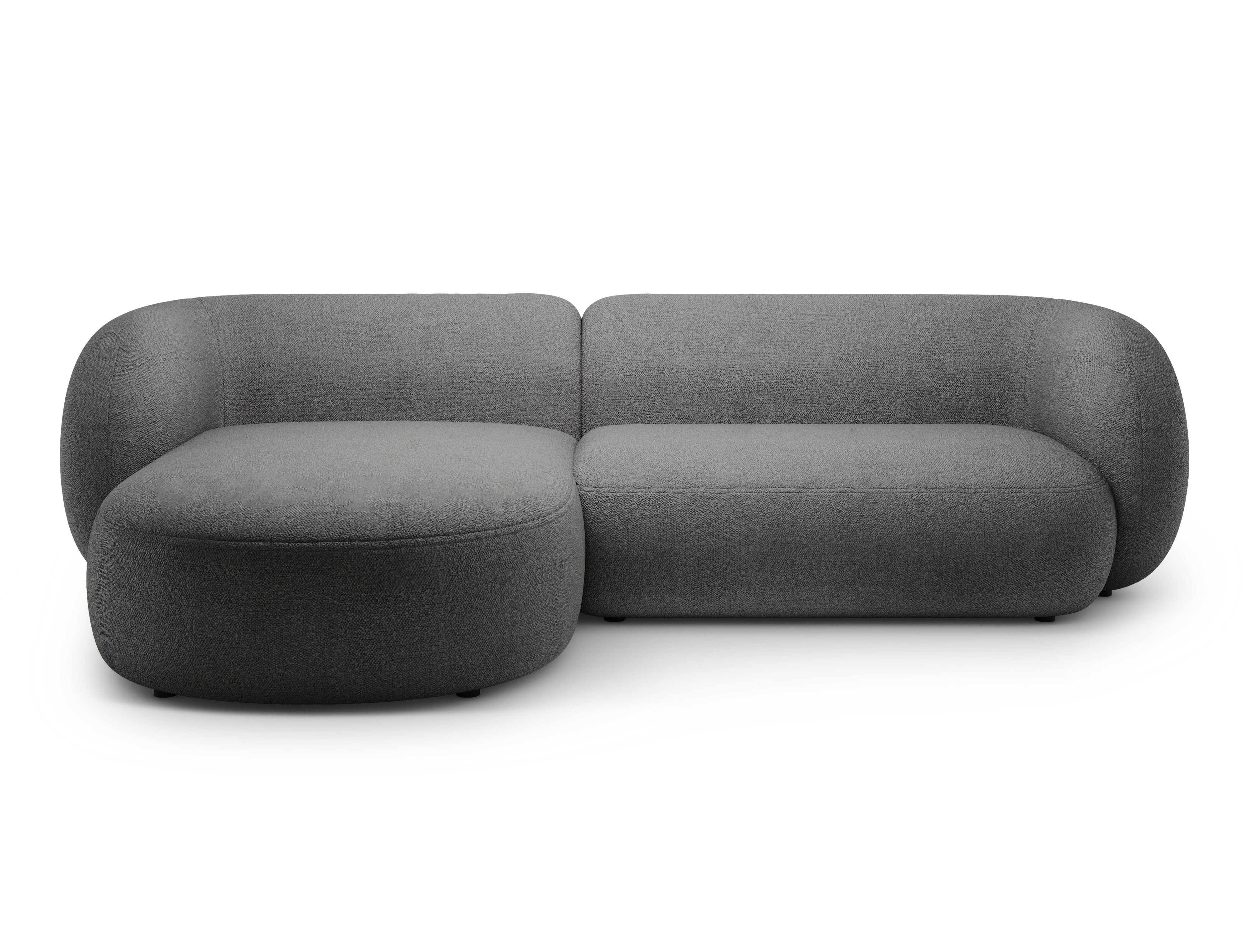 Left-facing 3-seater sofa KATE dark gray boucle