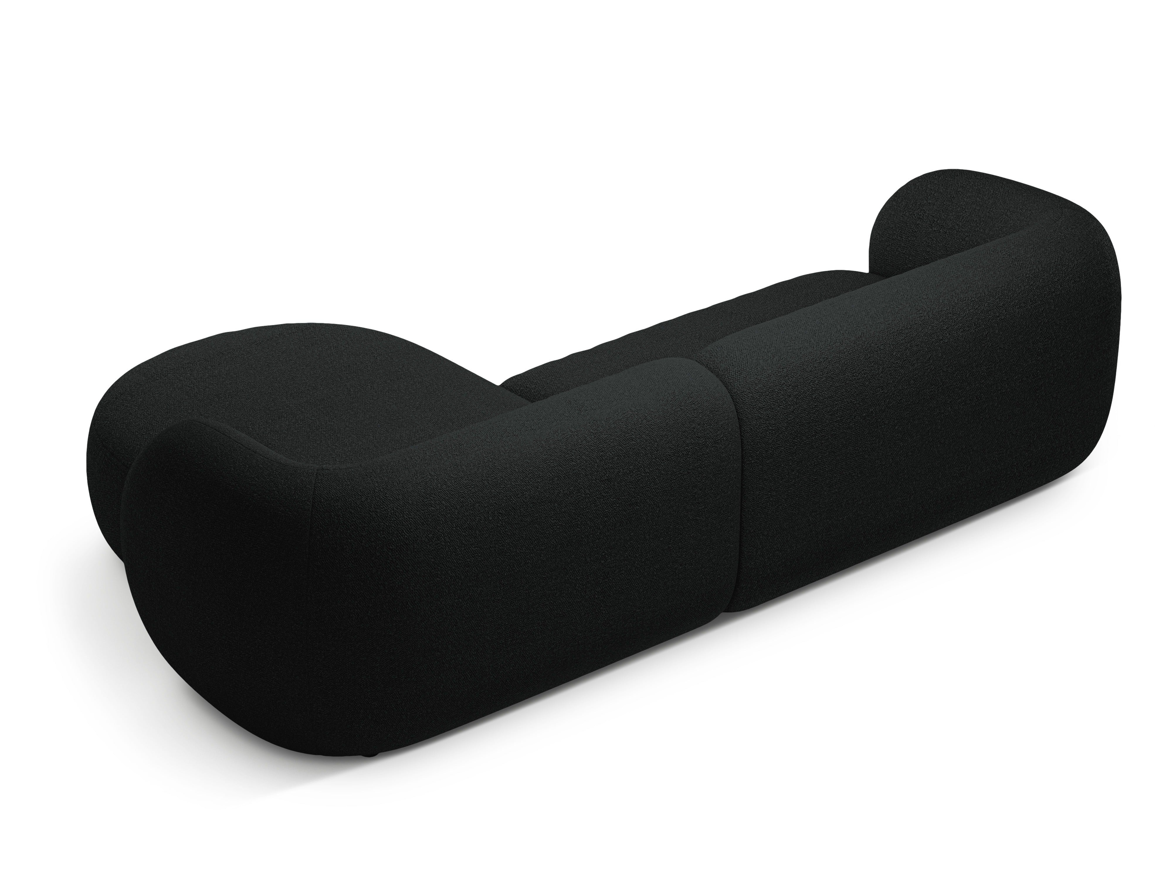 Pravostranný rohový trojmiestny gauč KATE čierny boucle