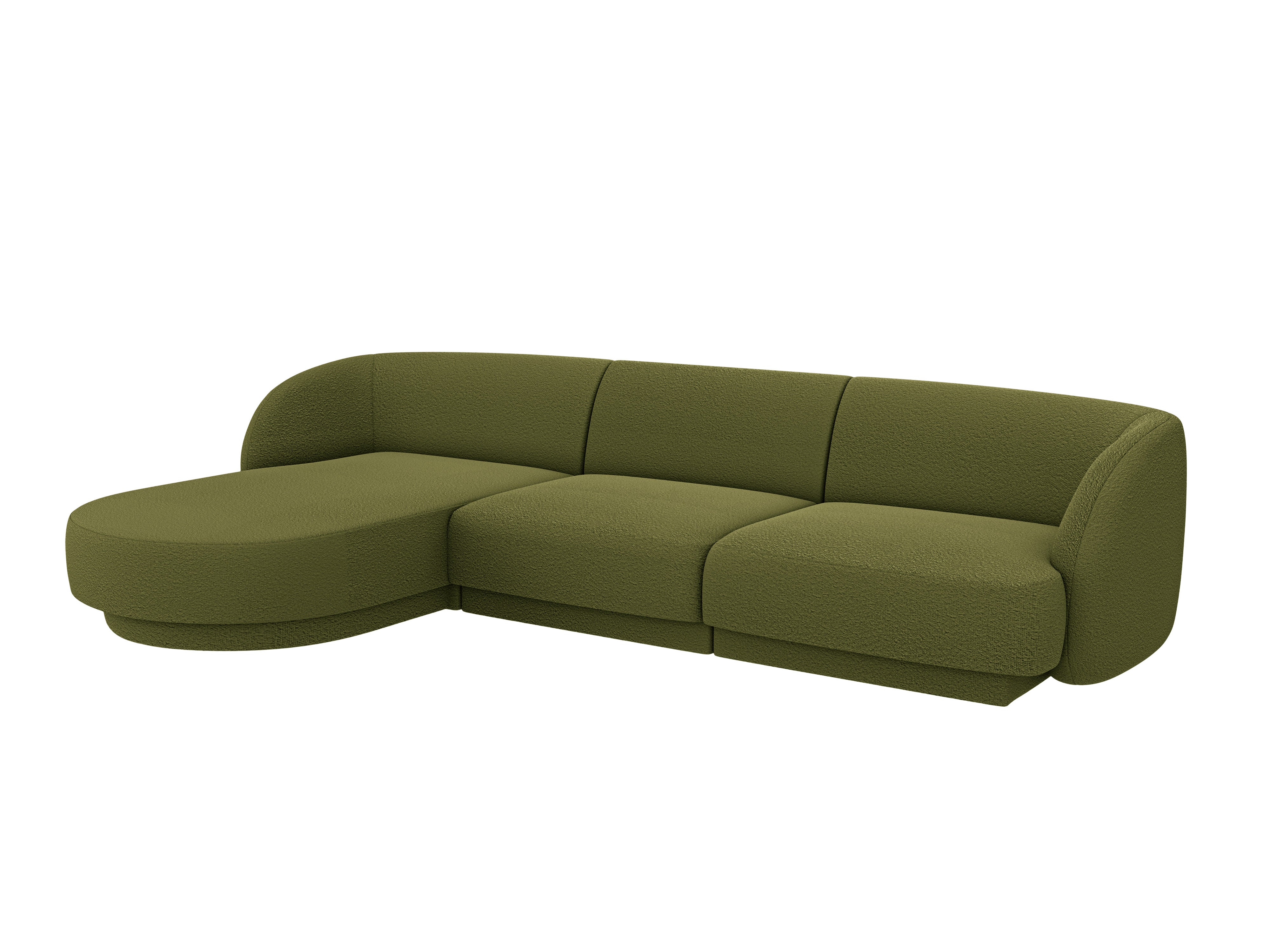 4-seater left-facing corner sofa MILEY green boucle