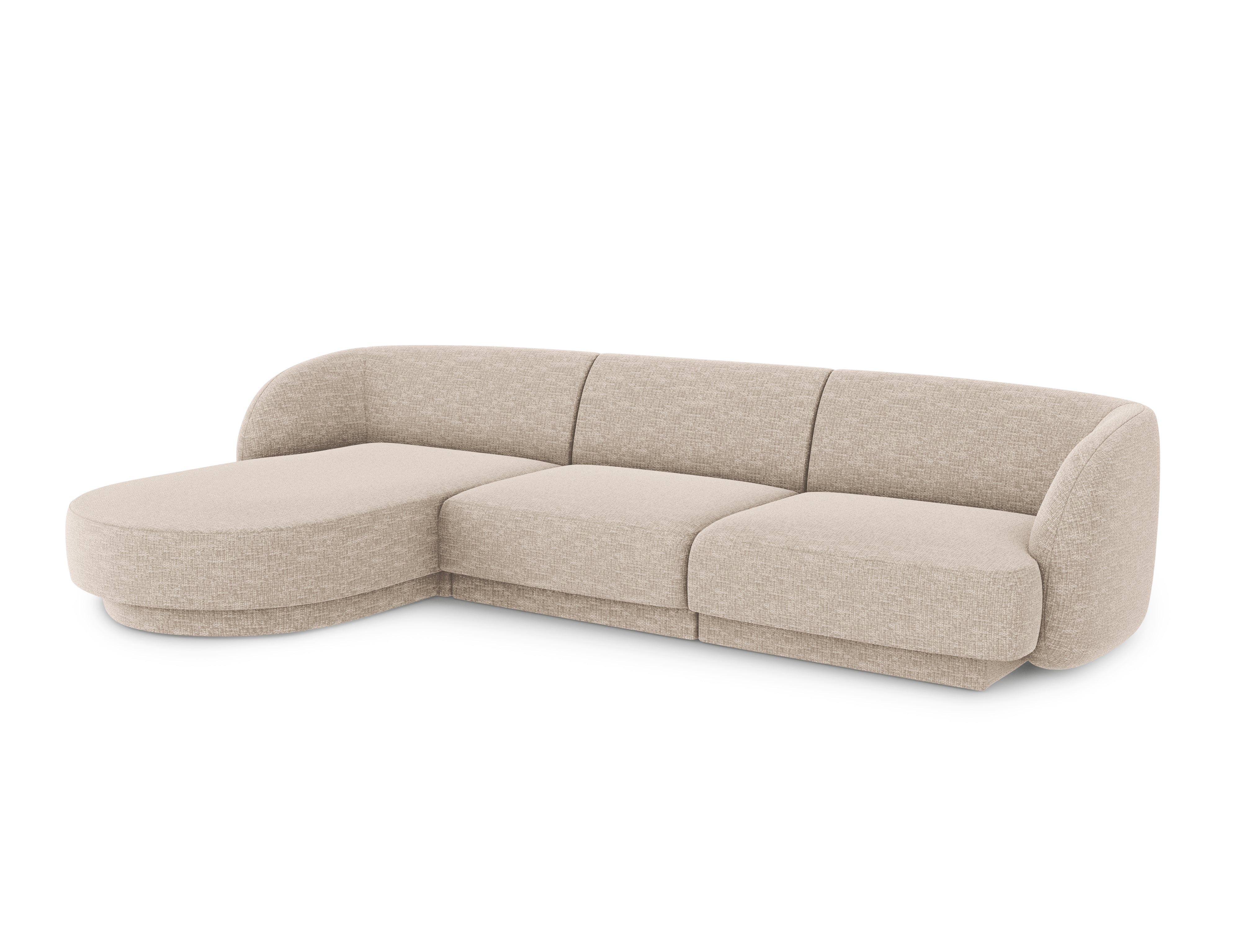 Narożnik 4-osobowy w tkaninie szenilowej lewostronny MILEY beżowy Micadoni Eye on Design