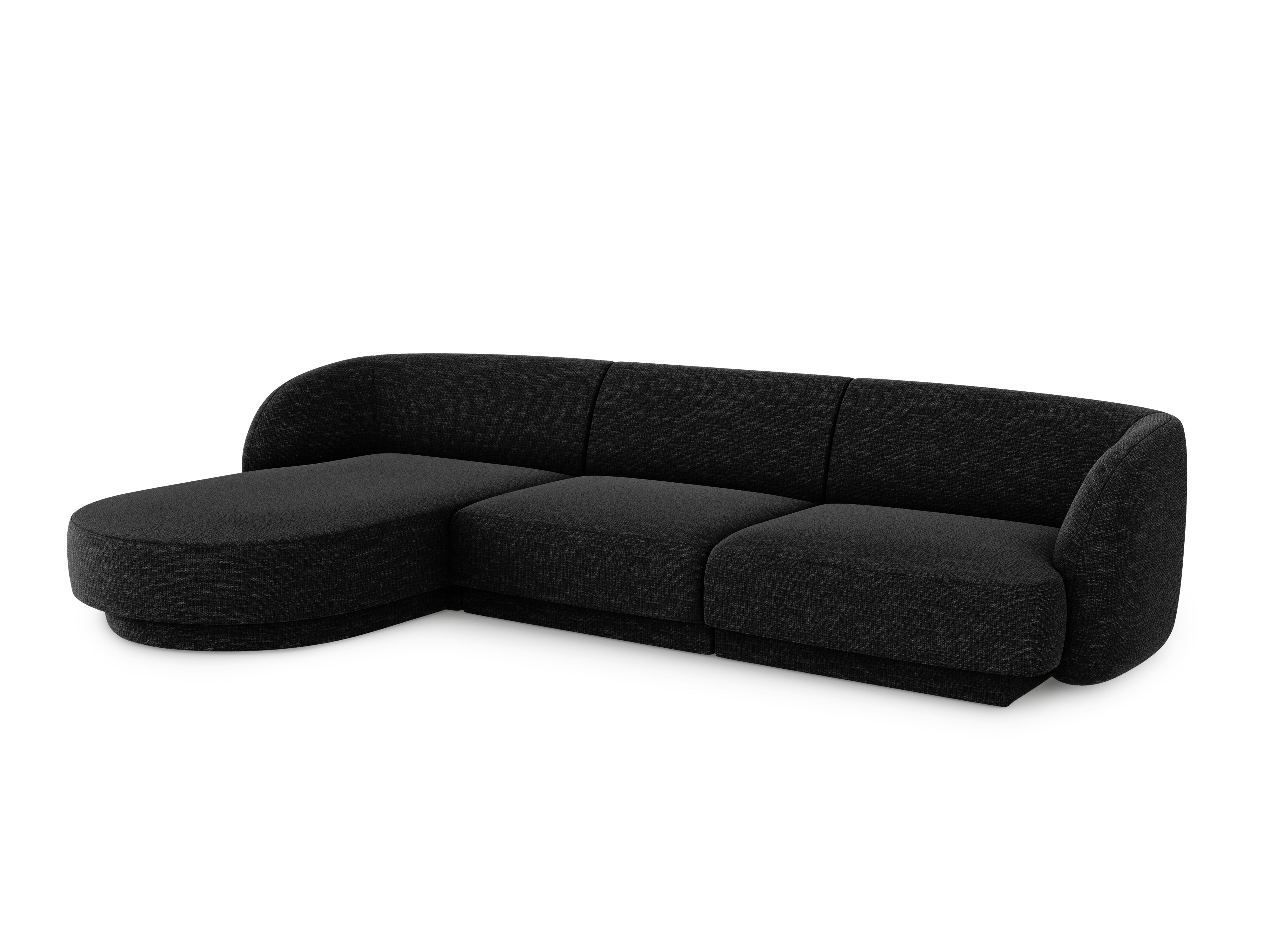 Narożnik 4-osobowy w tkaninie szenilowej lewostronny MILEY czarny Micadoni Eye on Design