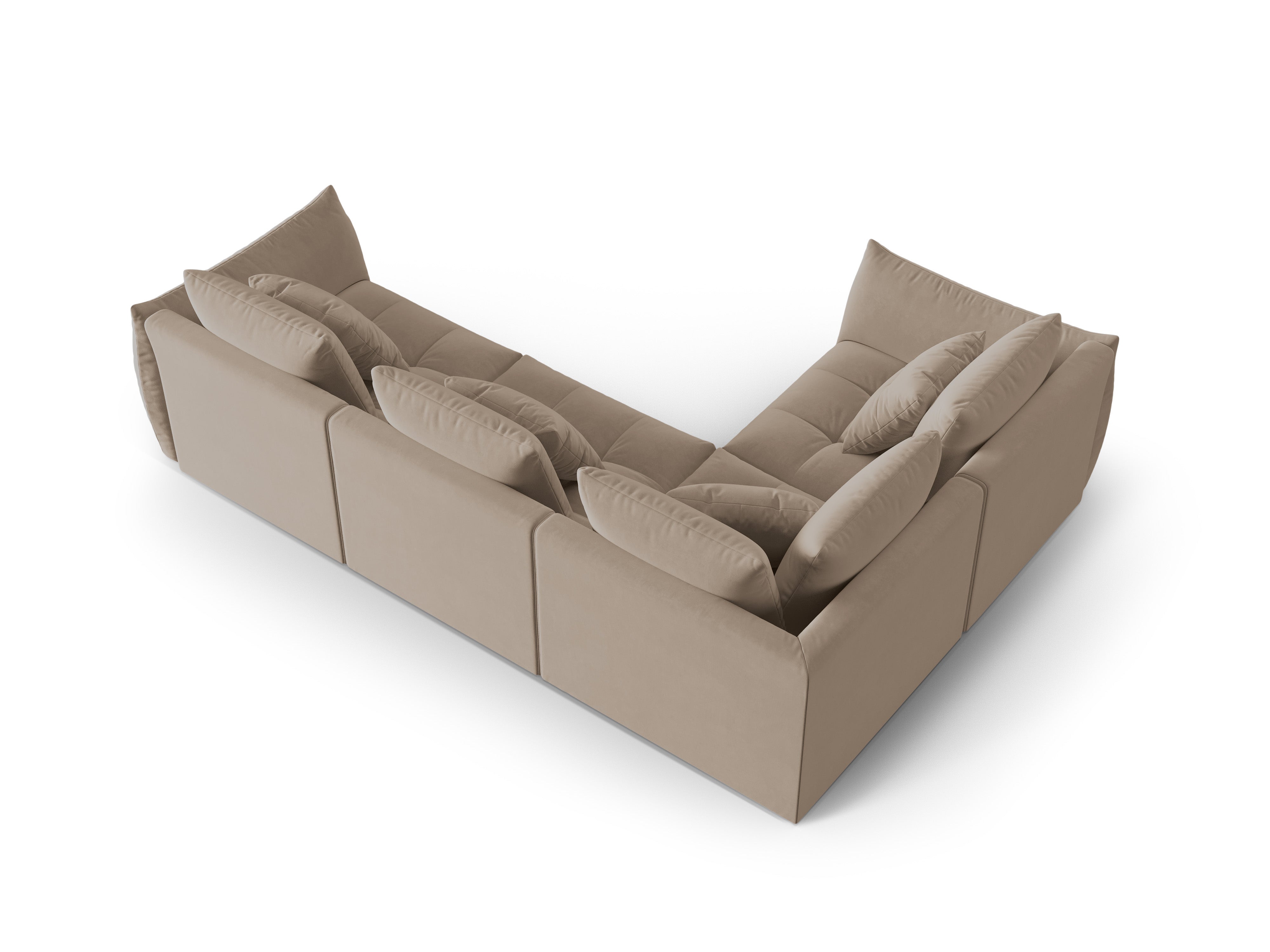 Modular velvet corner sofa for 3 people, left-sided, BLOOM in light brown