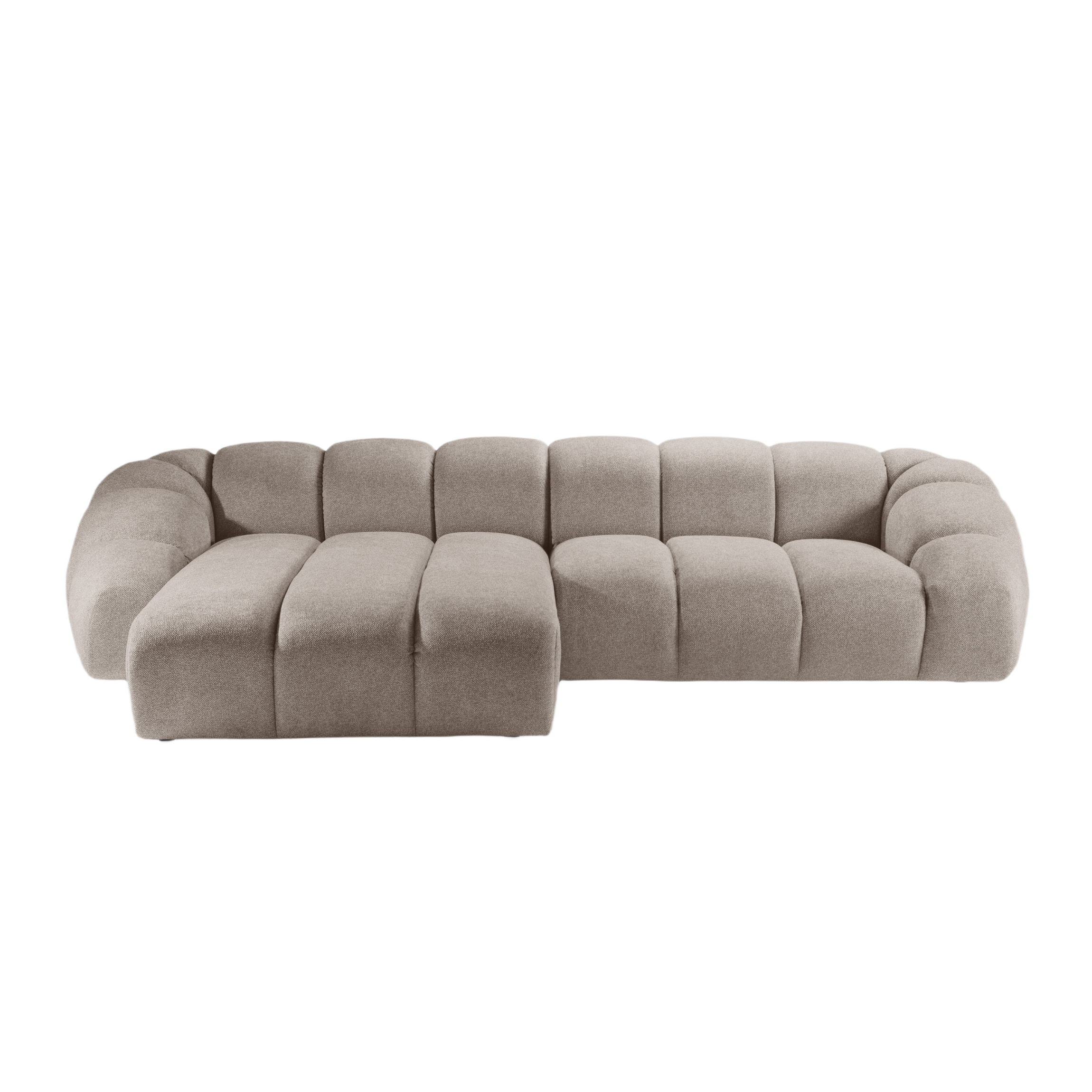 Left-facing 4-seater corner sofa DIANA dark beige chenille