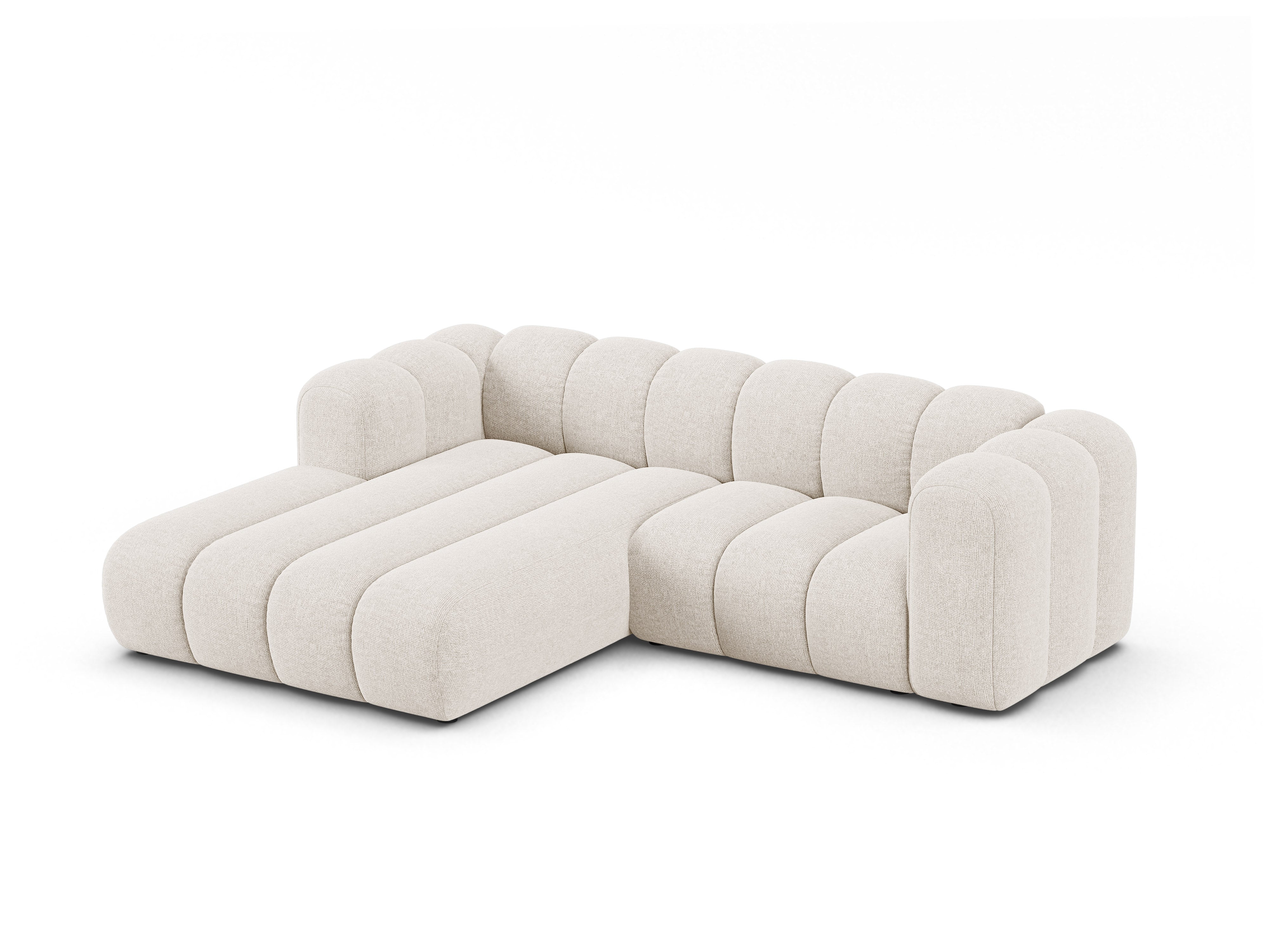 Left-facing 3-seater corner sofa LUPINE light beige chenille