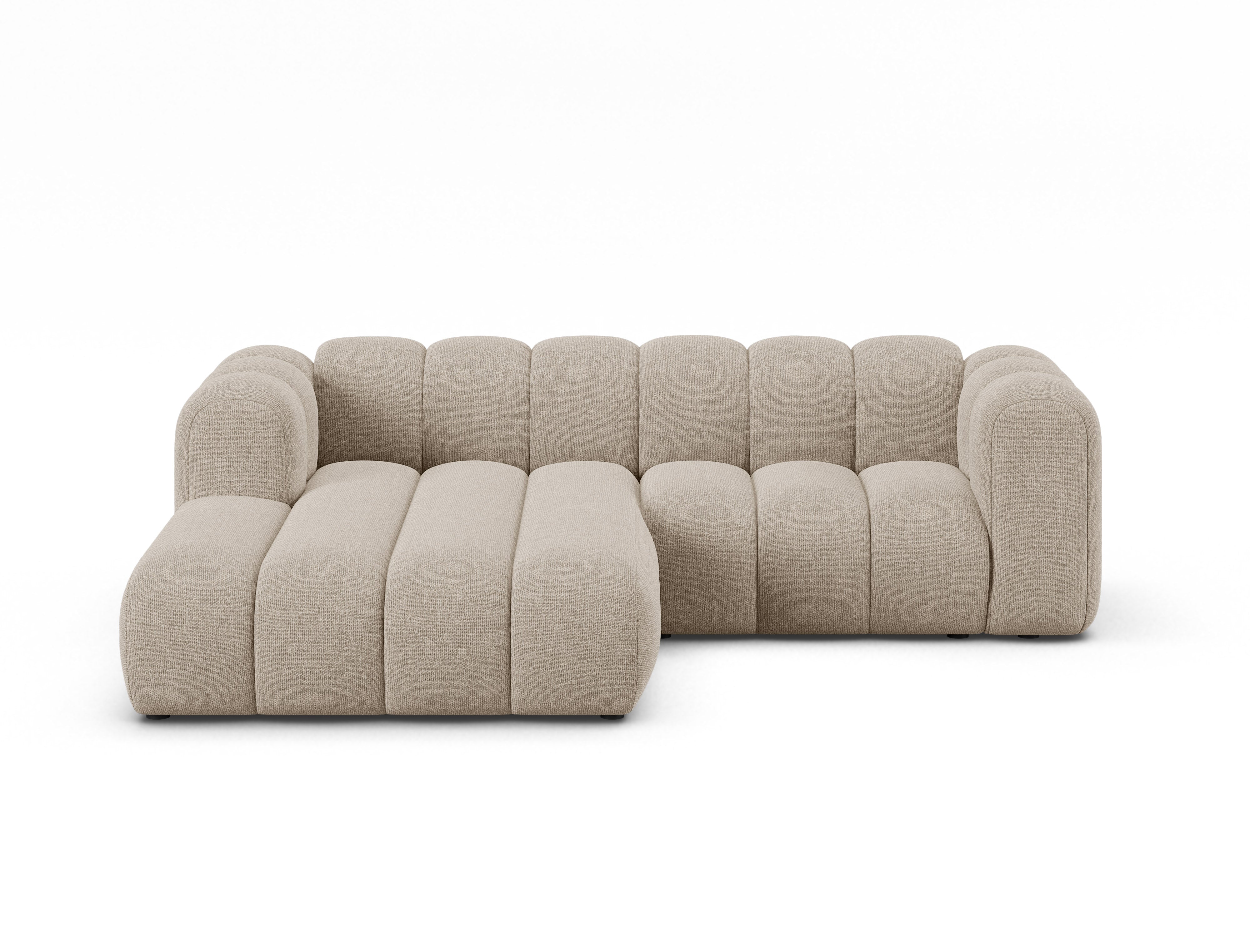 Left-facing 3-seater corner sofa LUPINE beige chenille