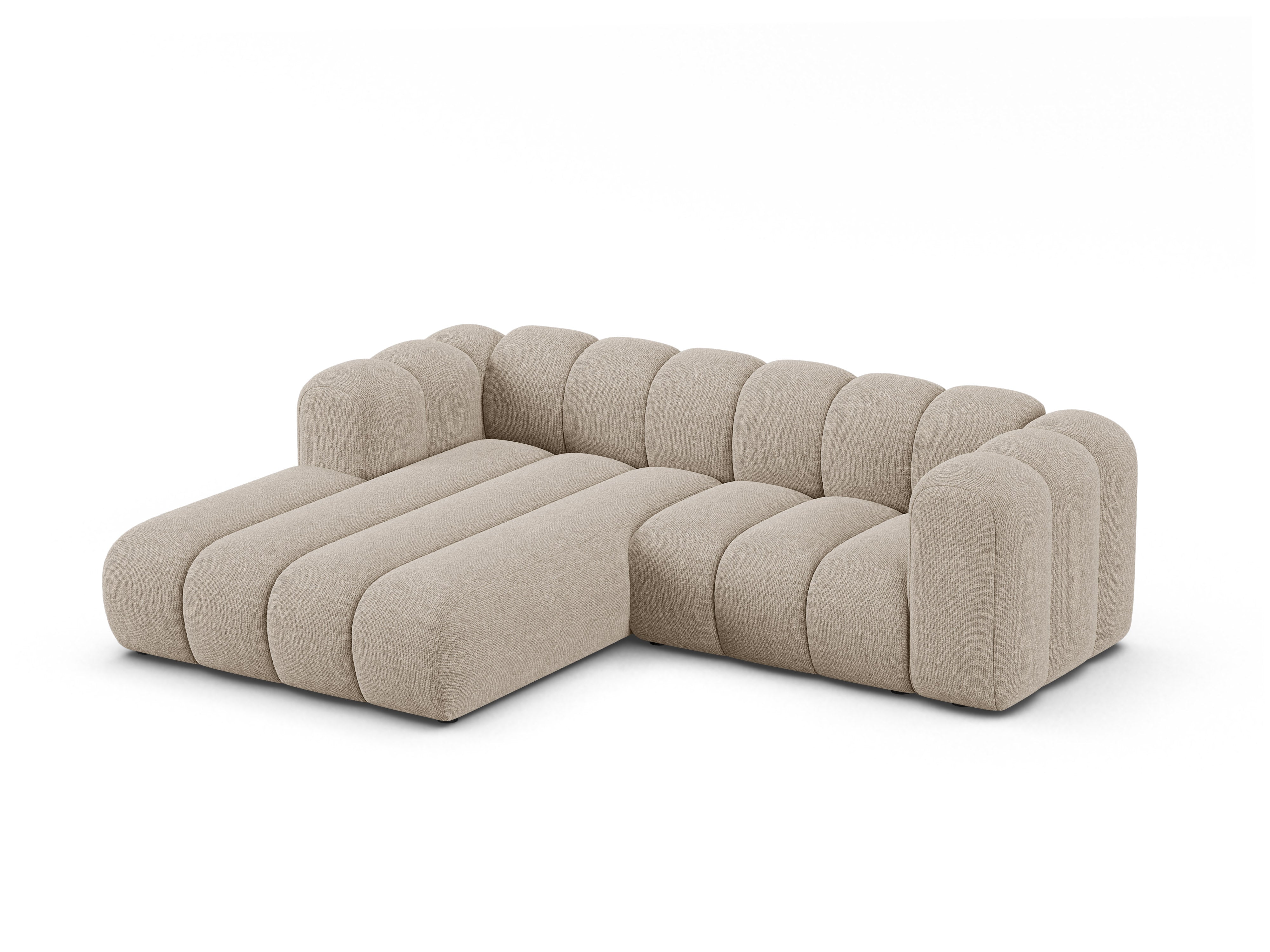 Left-facing 3-seater corner sofa LUPINE beige chenille