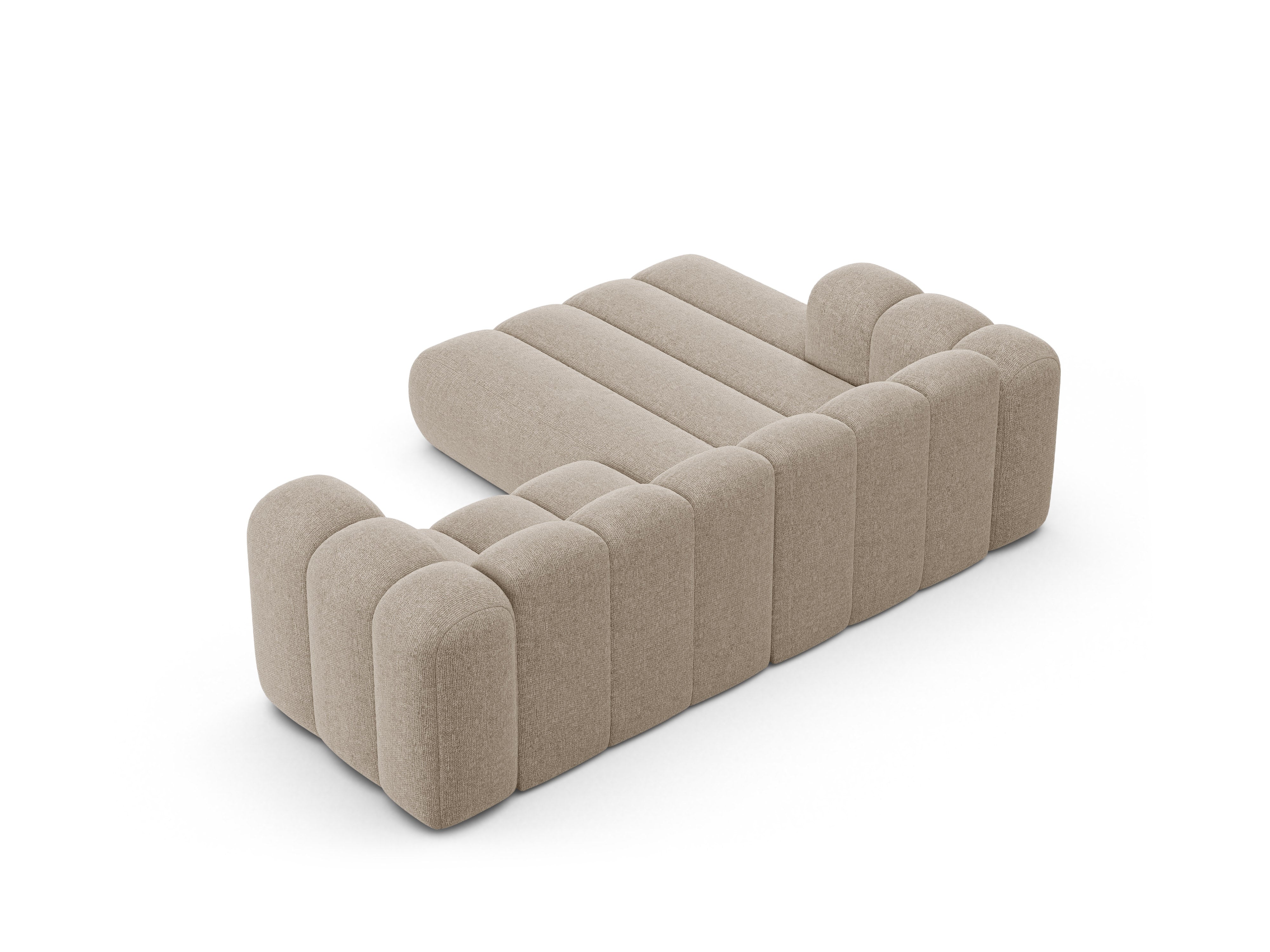 Left-facing 3-seater corner sofa LUPINE beige chenille