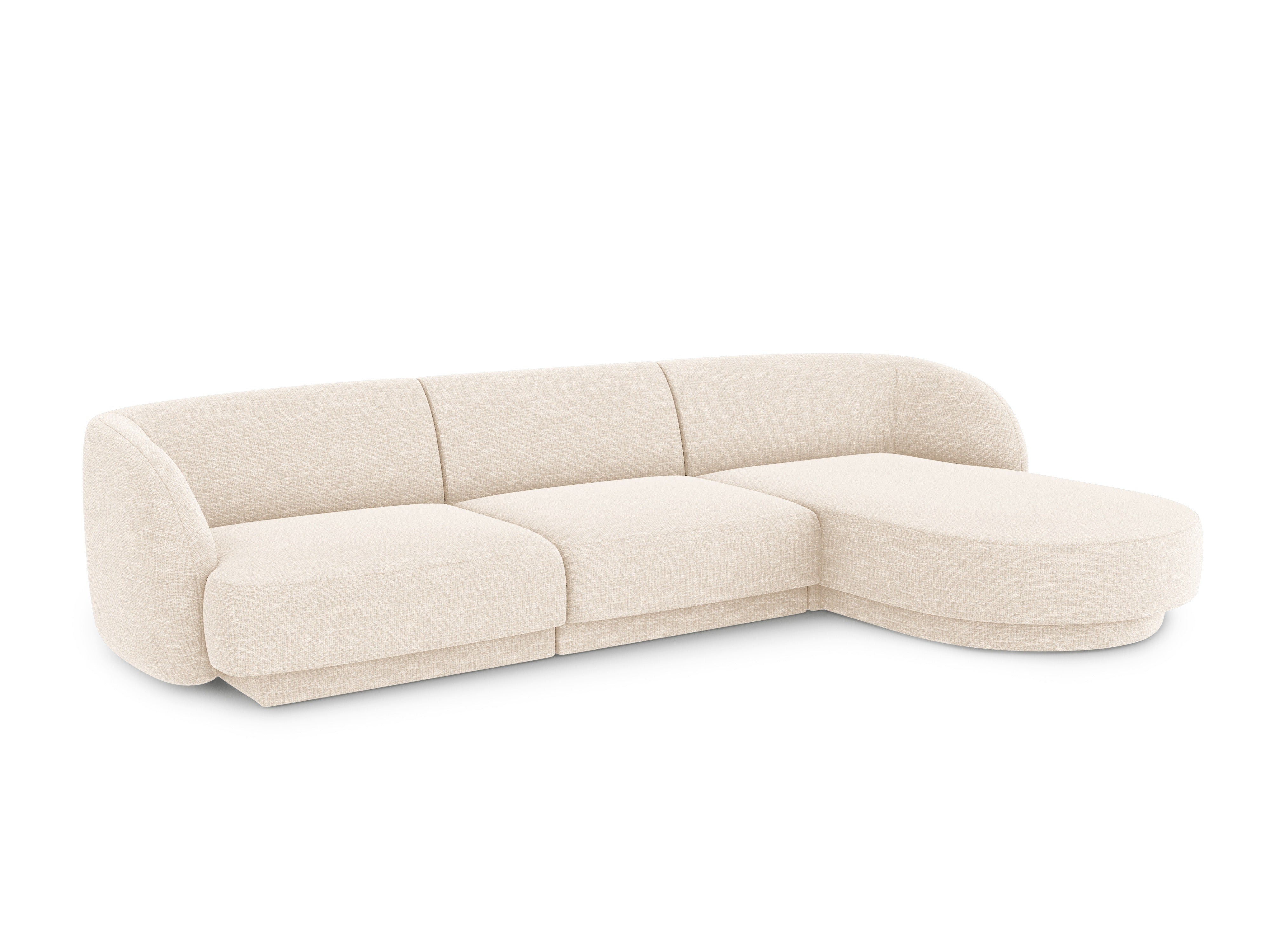 4-seater right-facing corner sofa MILEY ivory chenille