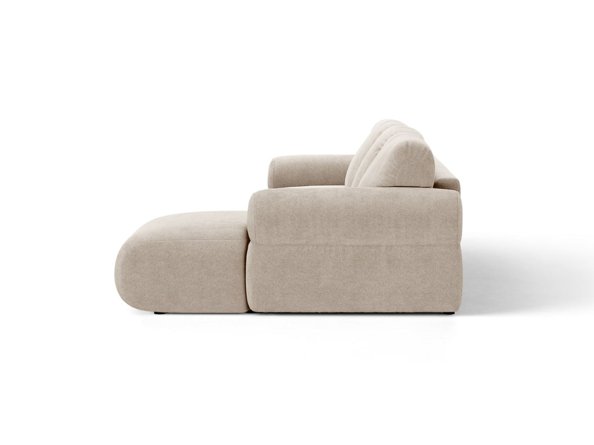 Narożnik 3-osobowy lewostronny OPHELIA beżowy – ujęcie tylne