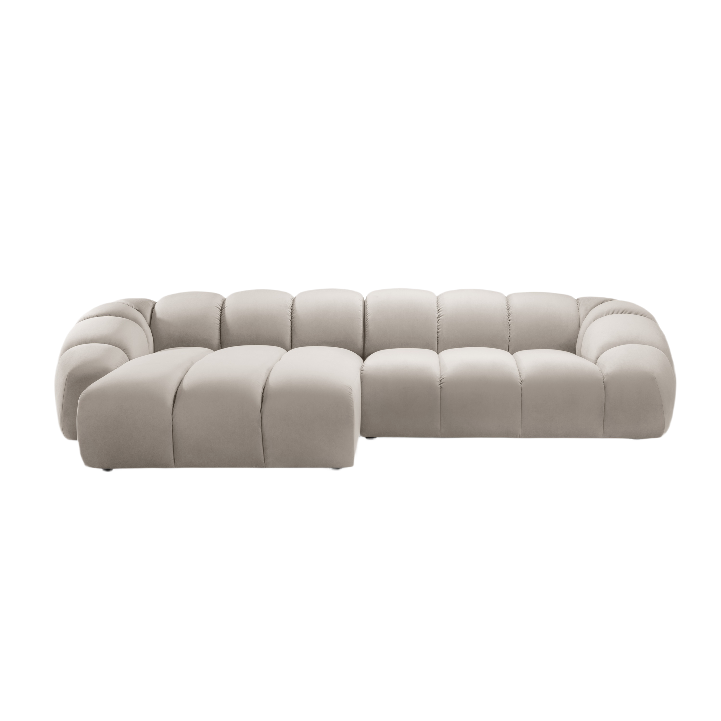 Velvet corner sofa for 4 people, left-sided, DIANA, beige