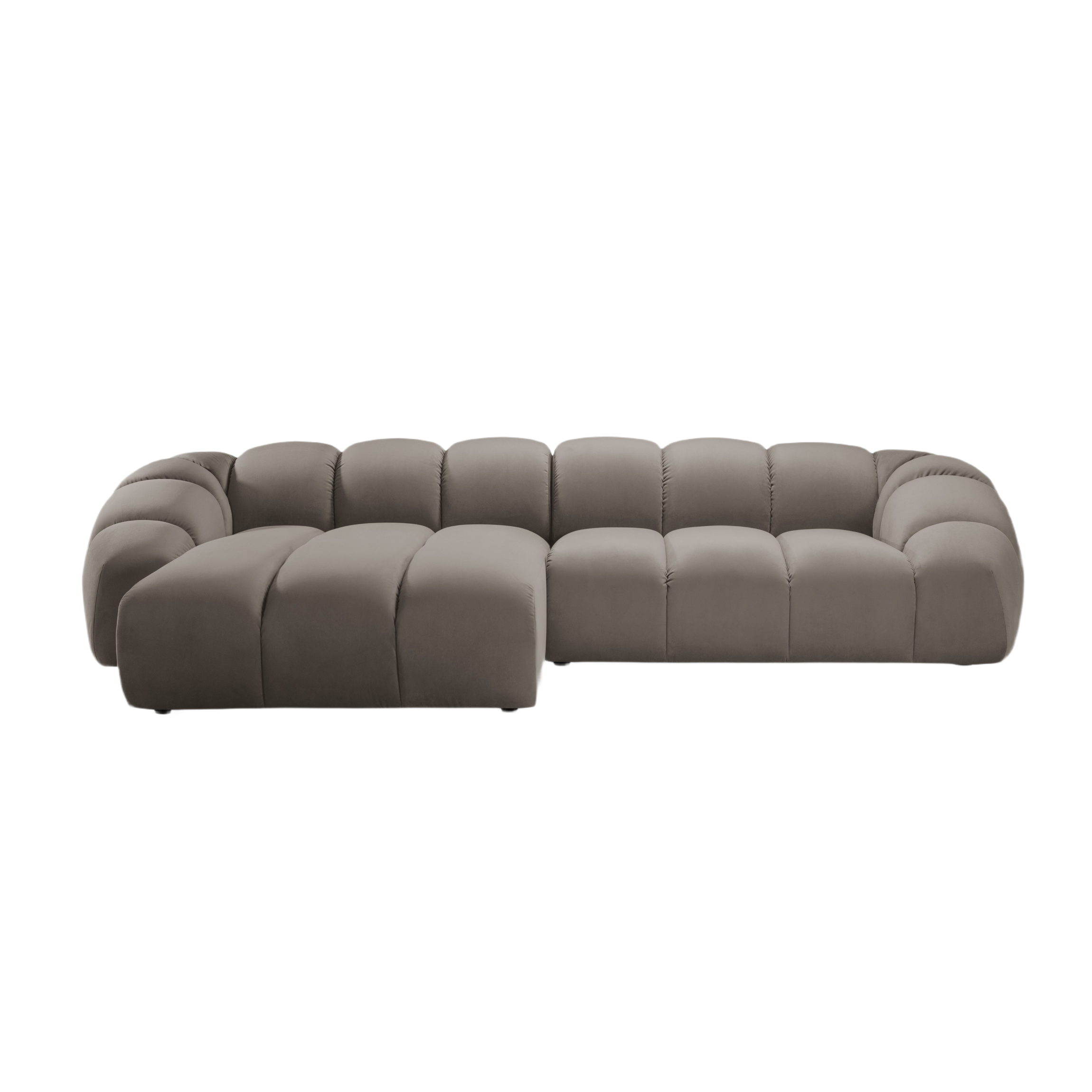 Velvet corner sofa for 4 people, left-sided, DIANA, gray-brown