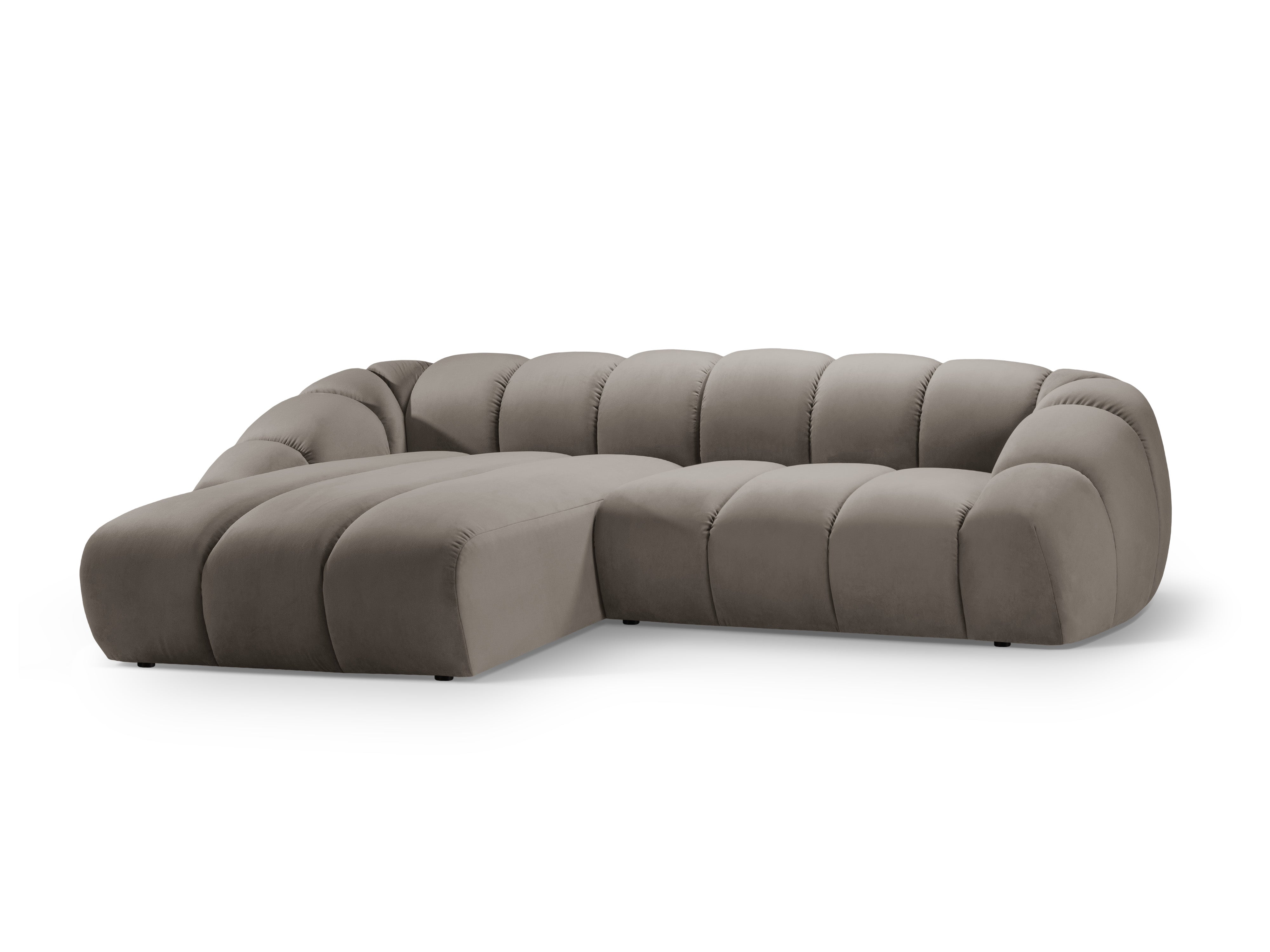 Velvet corner sofa for 4 people, left-sided, DIANA, gray-brown