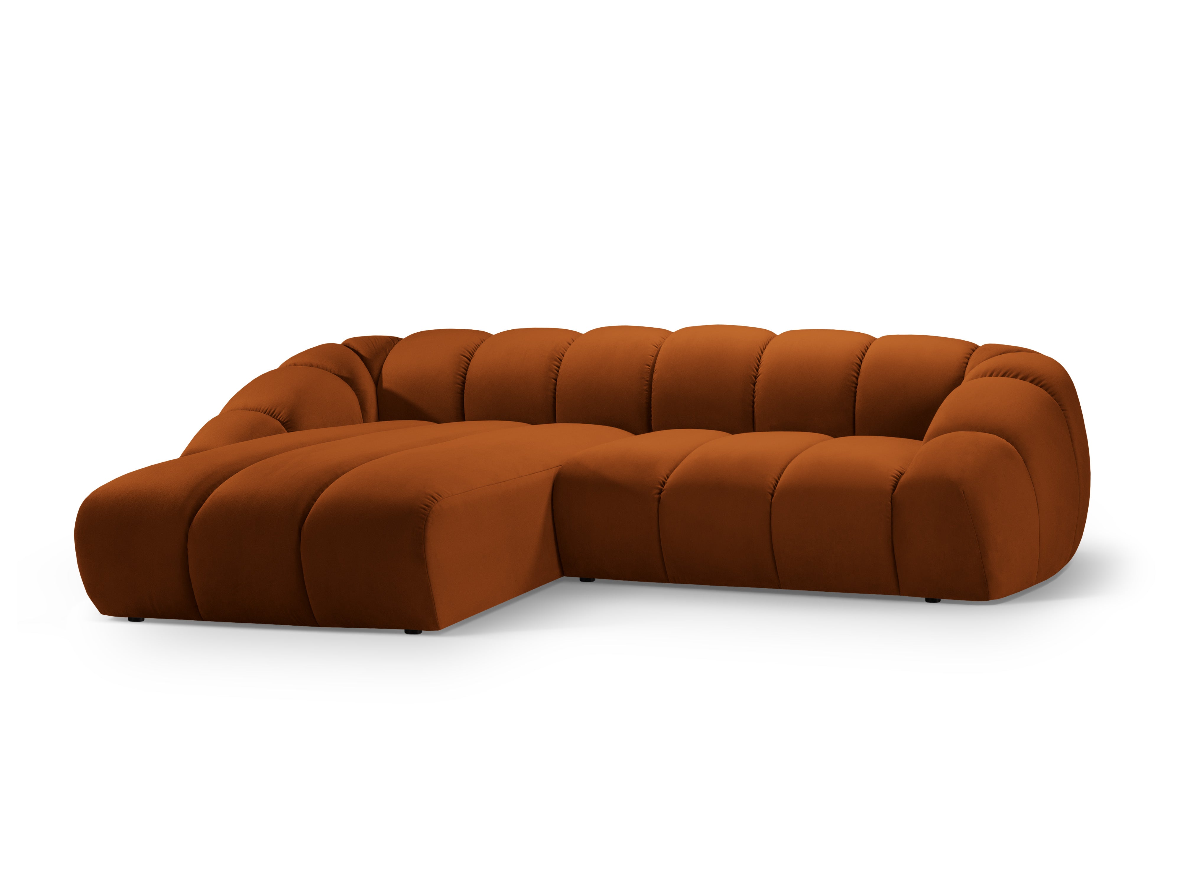 Velvet corner sofa for 4 people left-sided DIANA terracotta