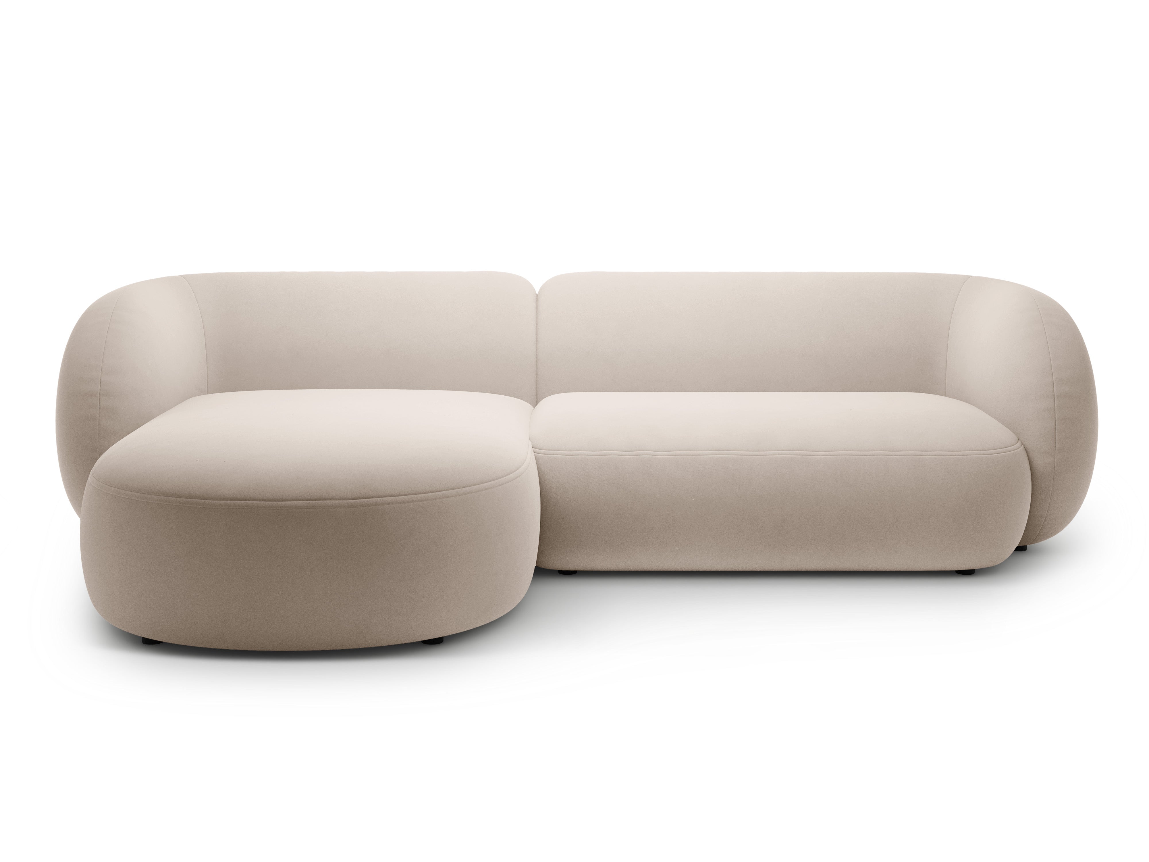 Left-facing velvet corner sofa for 3 people KATE beige