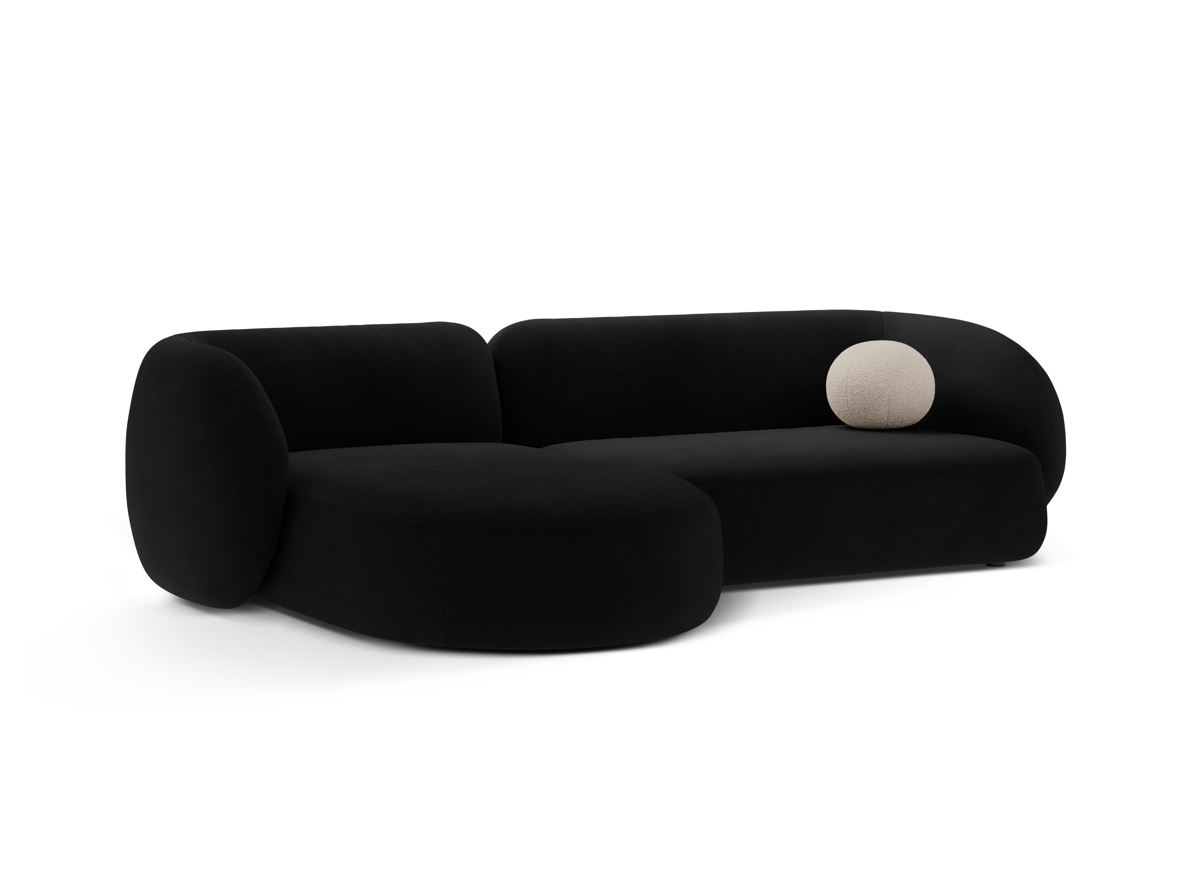 Kate Left-Facing Velvet Sofa for Three - Black