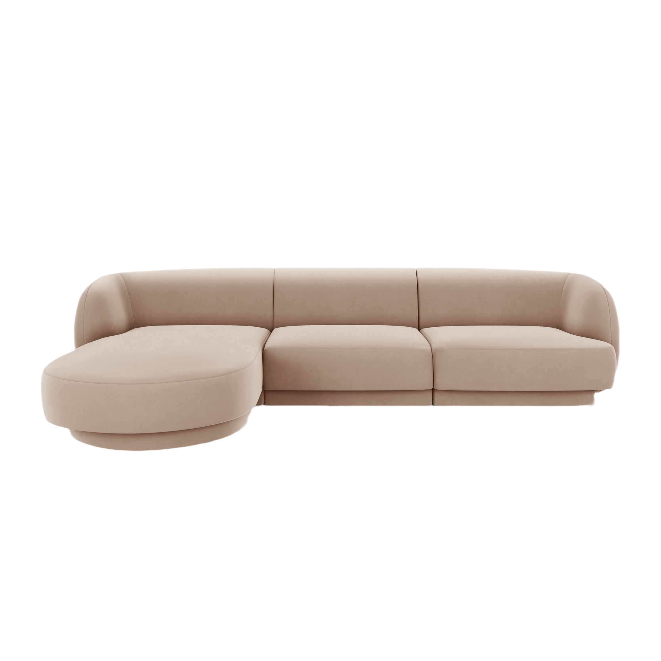 Velvet corner sofa for 4 people, left-sided MILEY cappuccino