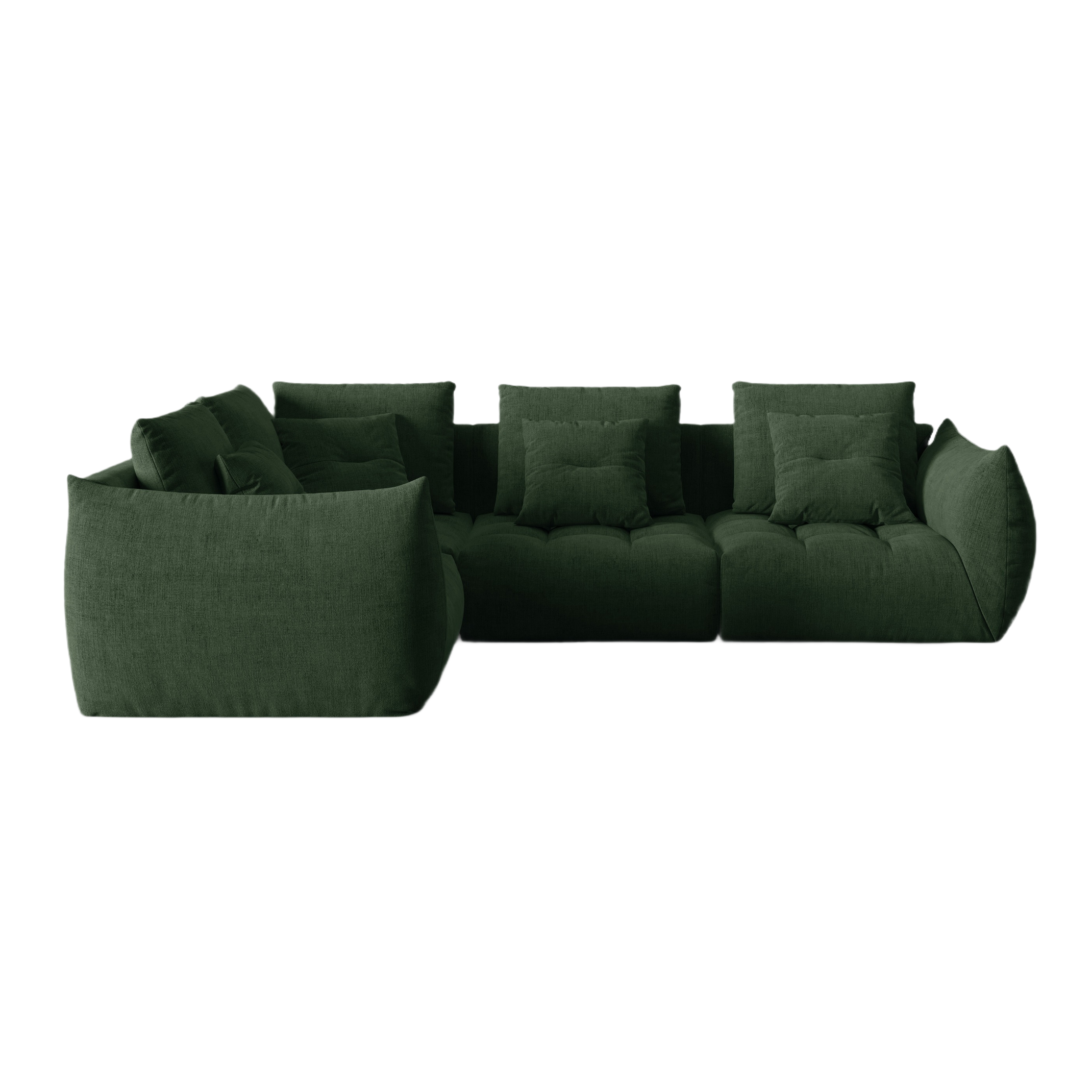 Left-facing 3-seater modular corner sofa BLOOM green chenille