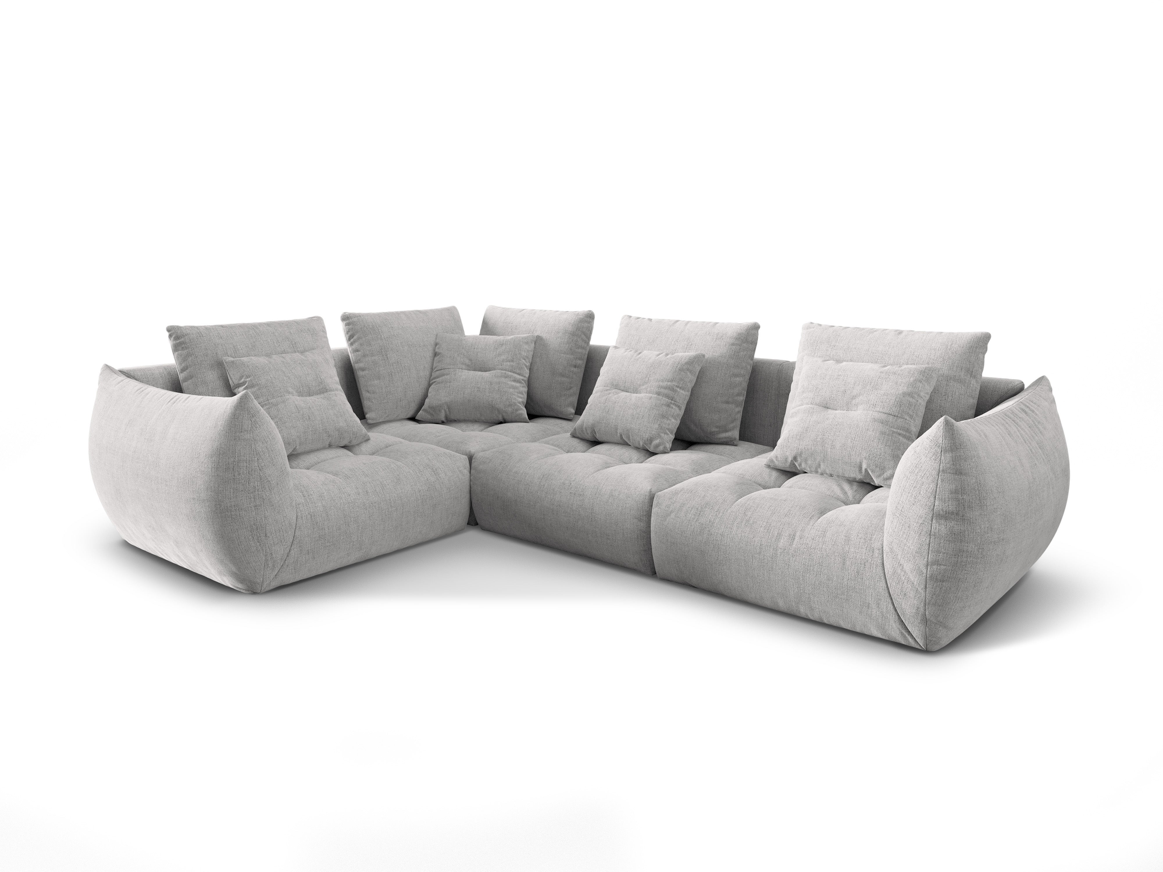 Modular 3-Seater Left-Facing Sofa BLOOM Silver Chenille