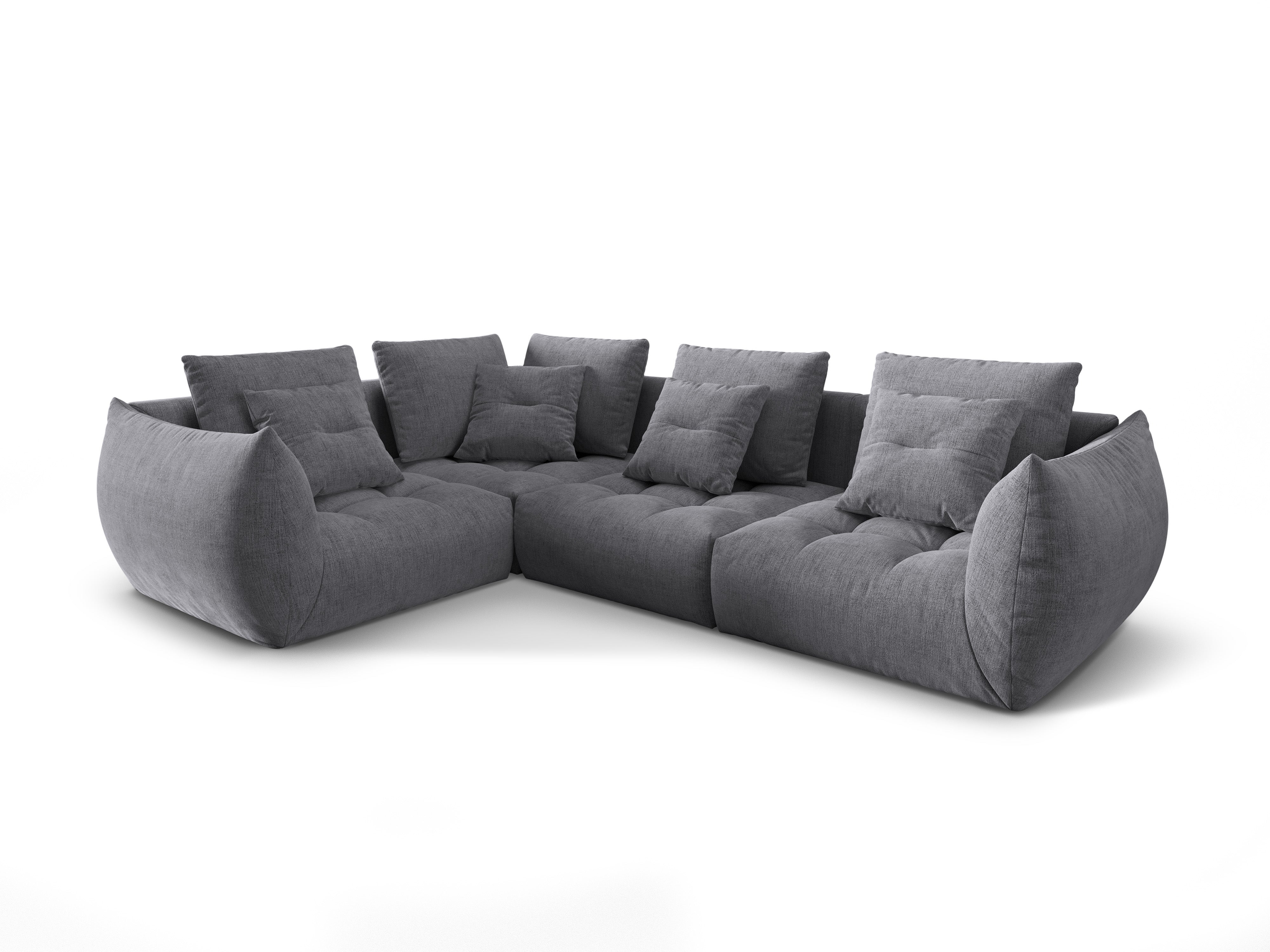 Modular corner sofa for 3 people, left-sided, BLOOM, gray chenille