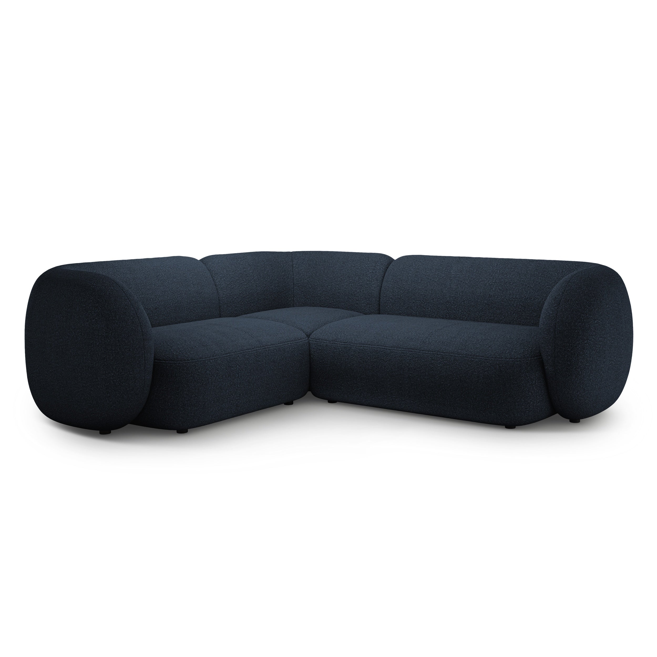 Left-sided corner sofa for 4 people KATE navy blue boucle