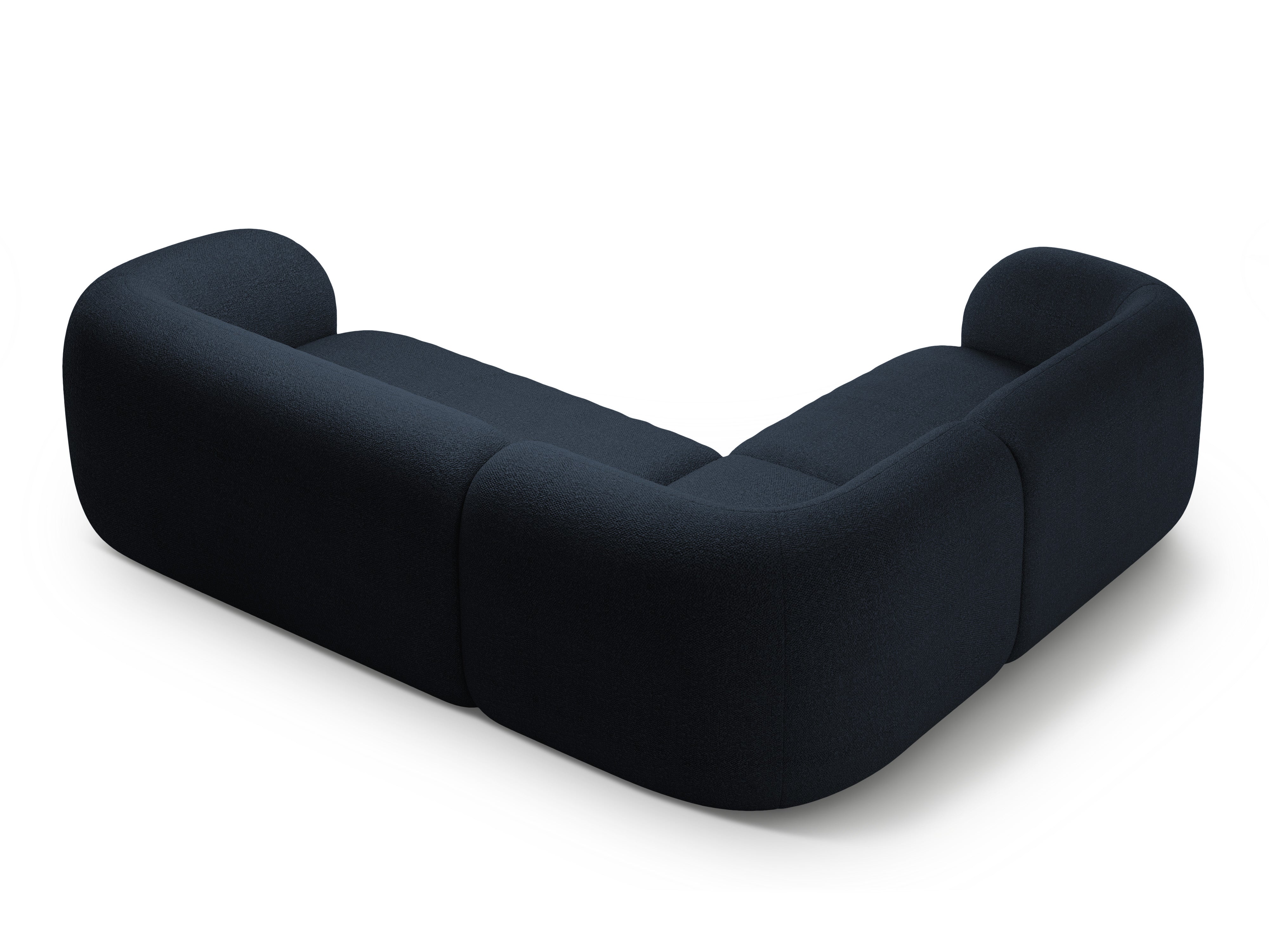 Left-sided corner sofa for 4 people KATE navy blue boucle