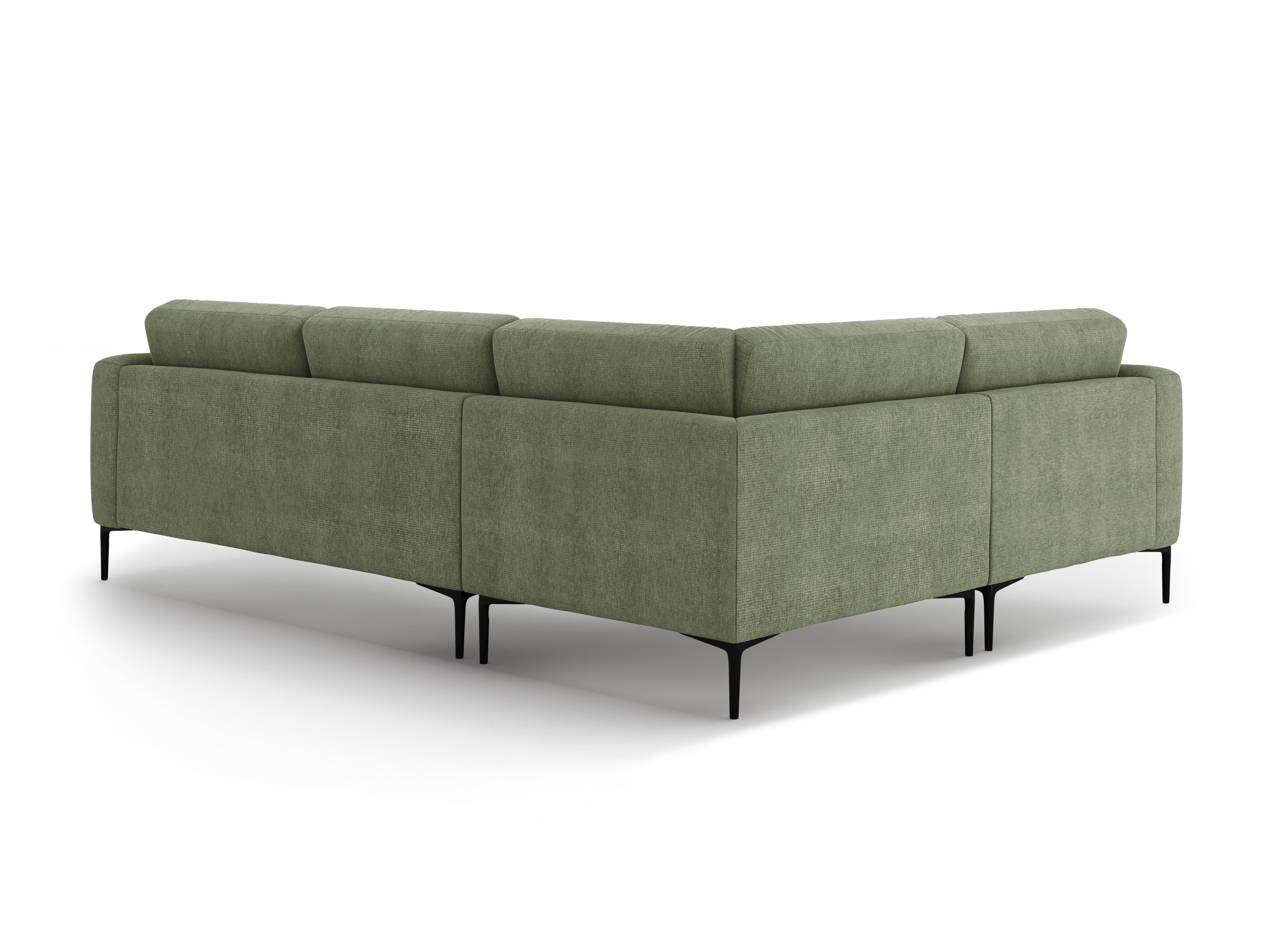 Left-facing L-shaped corner sofa BEMY in olive chenille