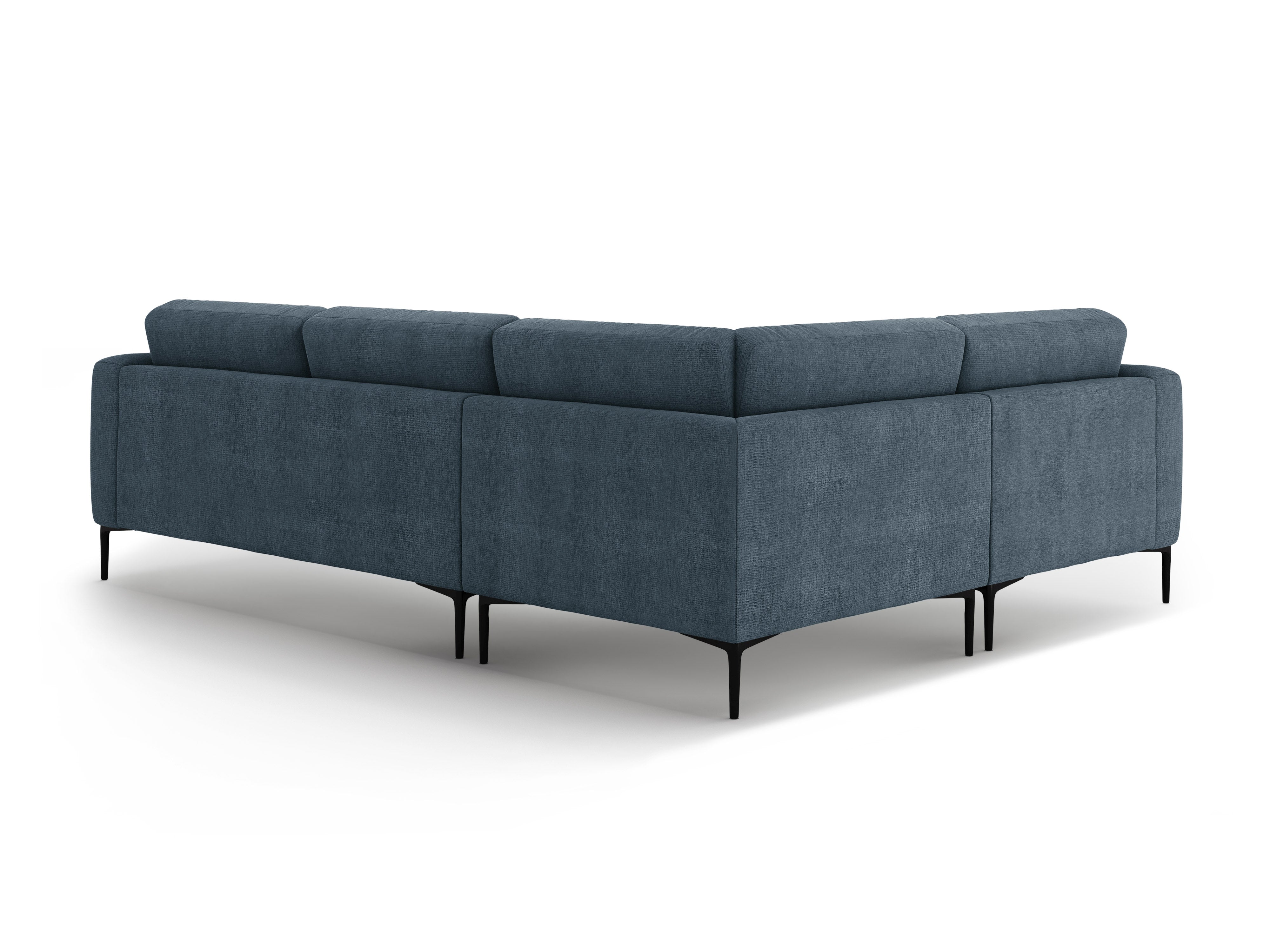 Left-facing L-shaped corner sofa BEMY in dark blue chenille