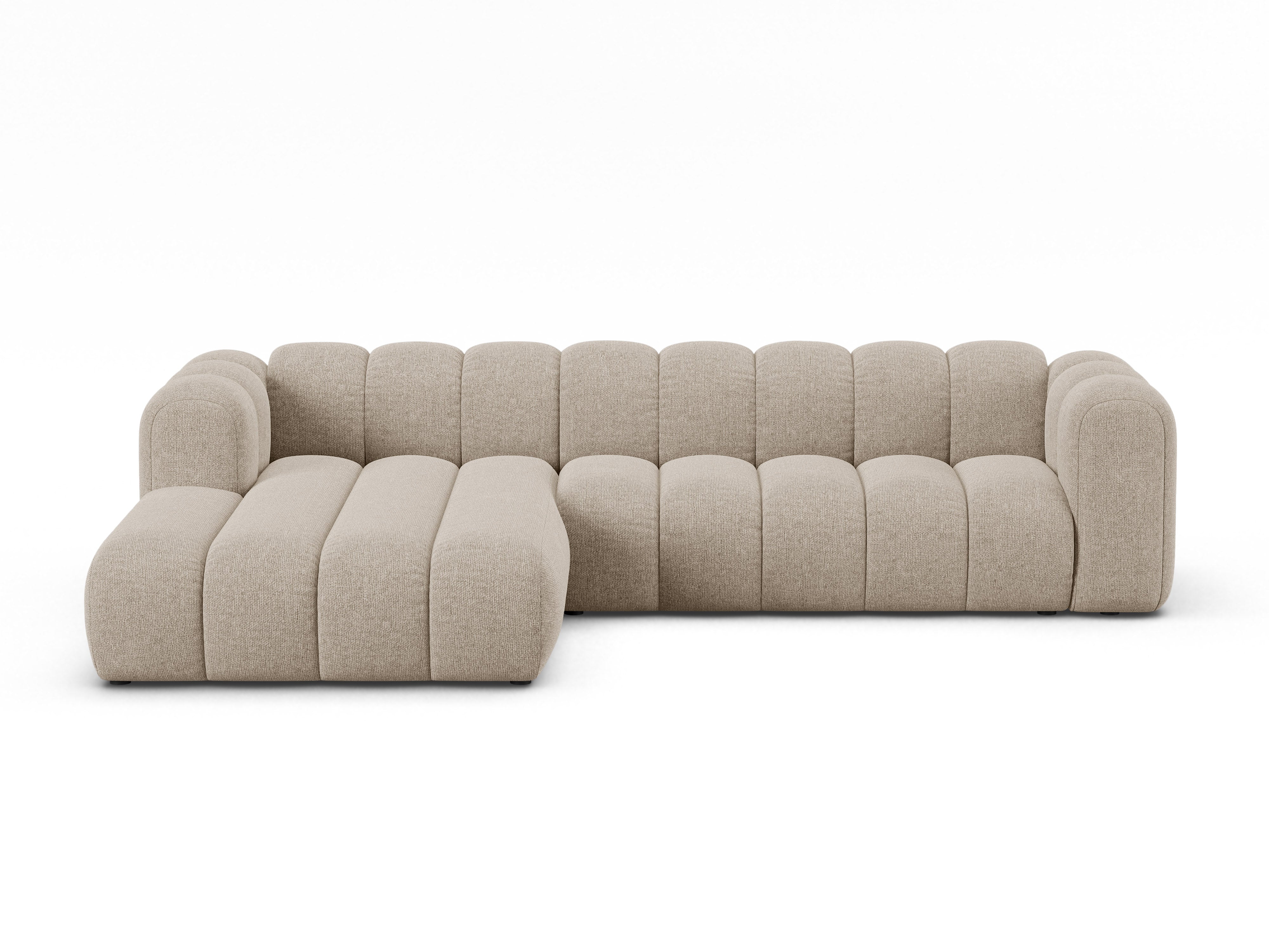 Left-facing 4-seater corner sofa LUPINE beige chenille