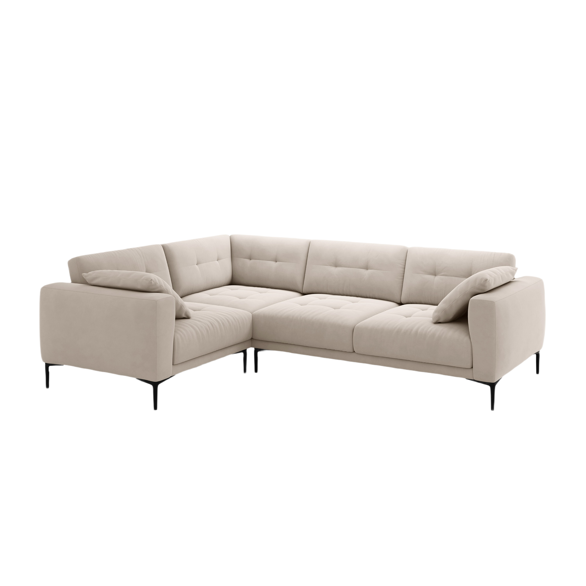 Left-facing L-shaped velvet corner sofa BEMY beige