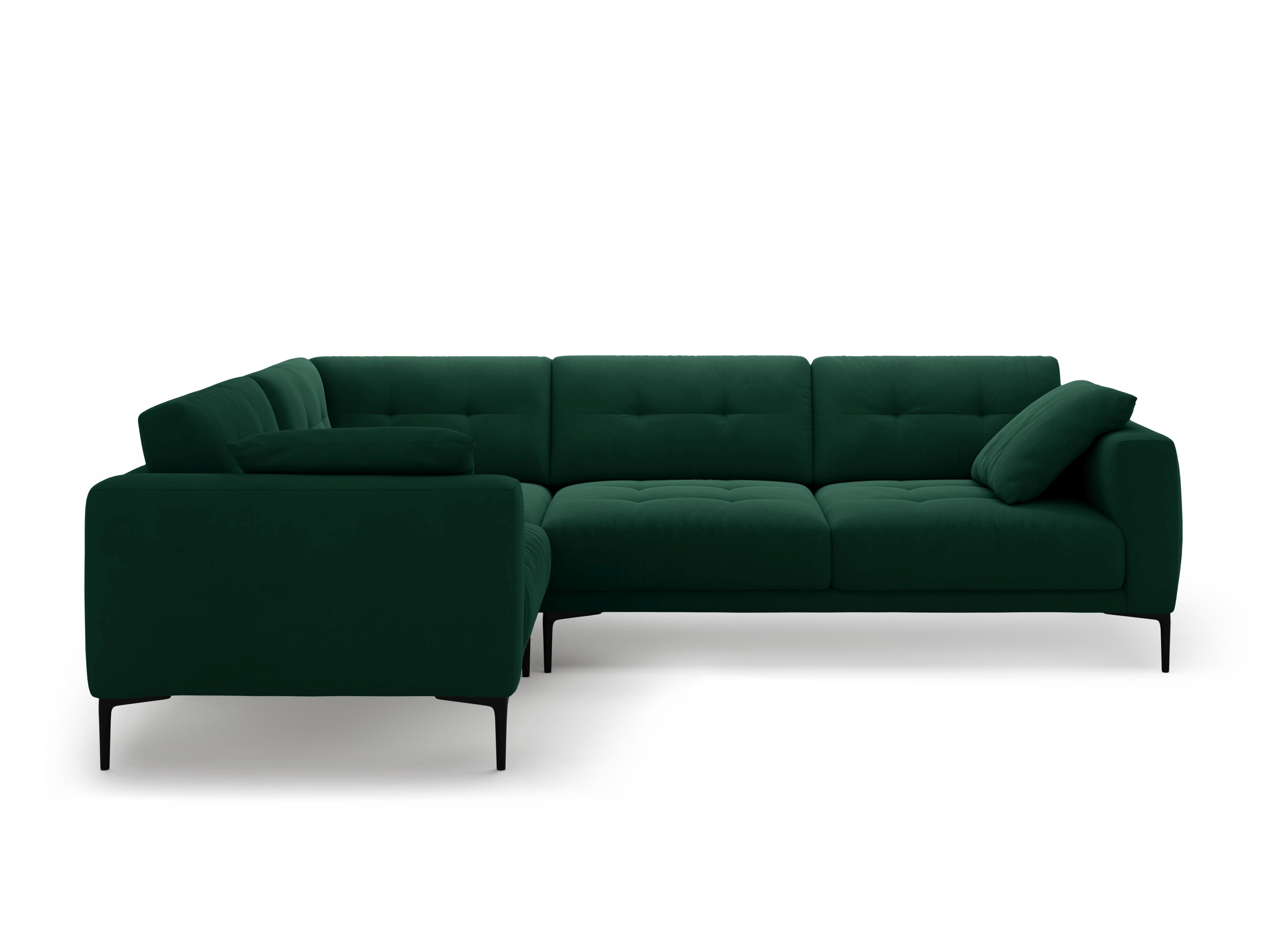 Left-facing L-shaped velvet corner sofa BEMY in bottle green