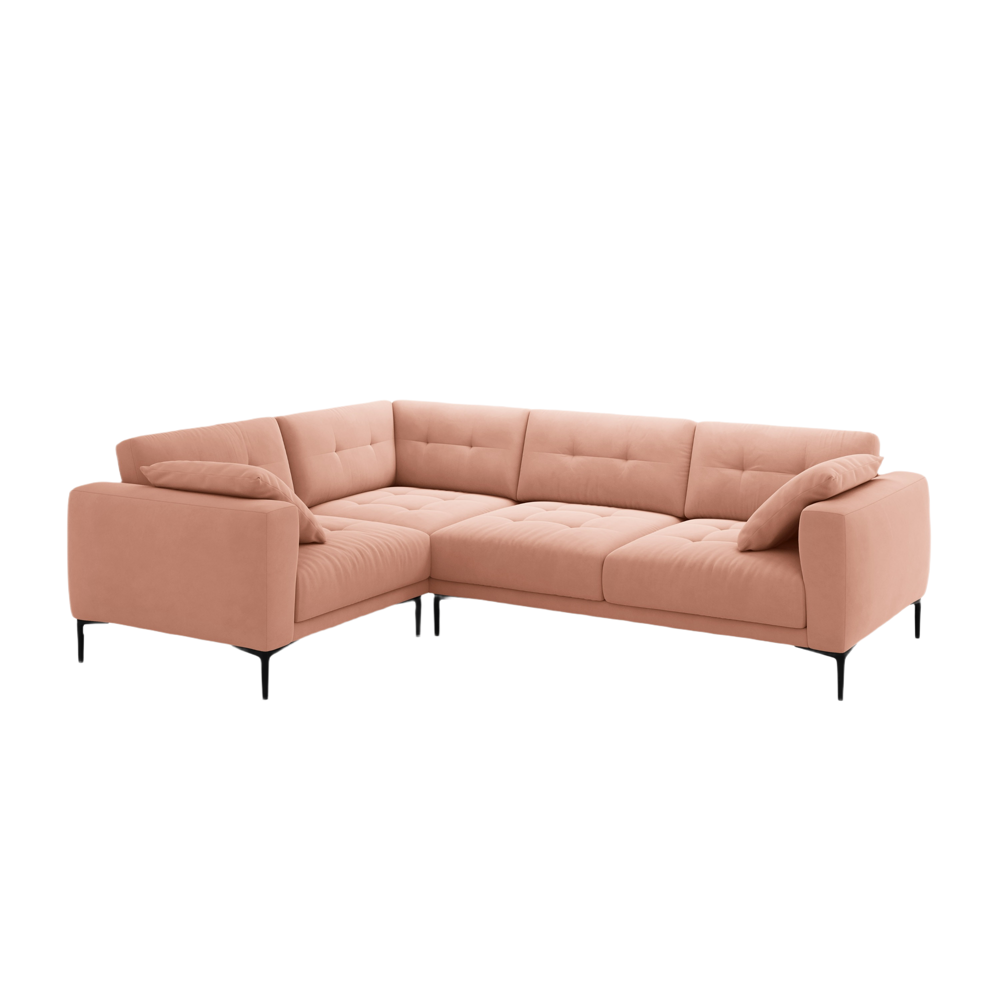 Left-facing L-shaped velvet corner sofa BEMY pink
