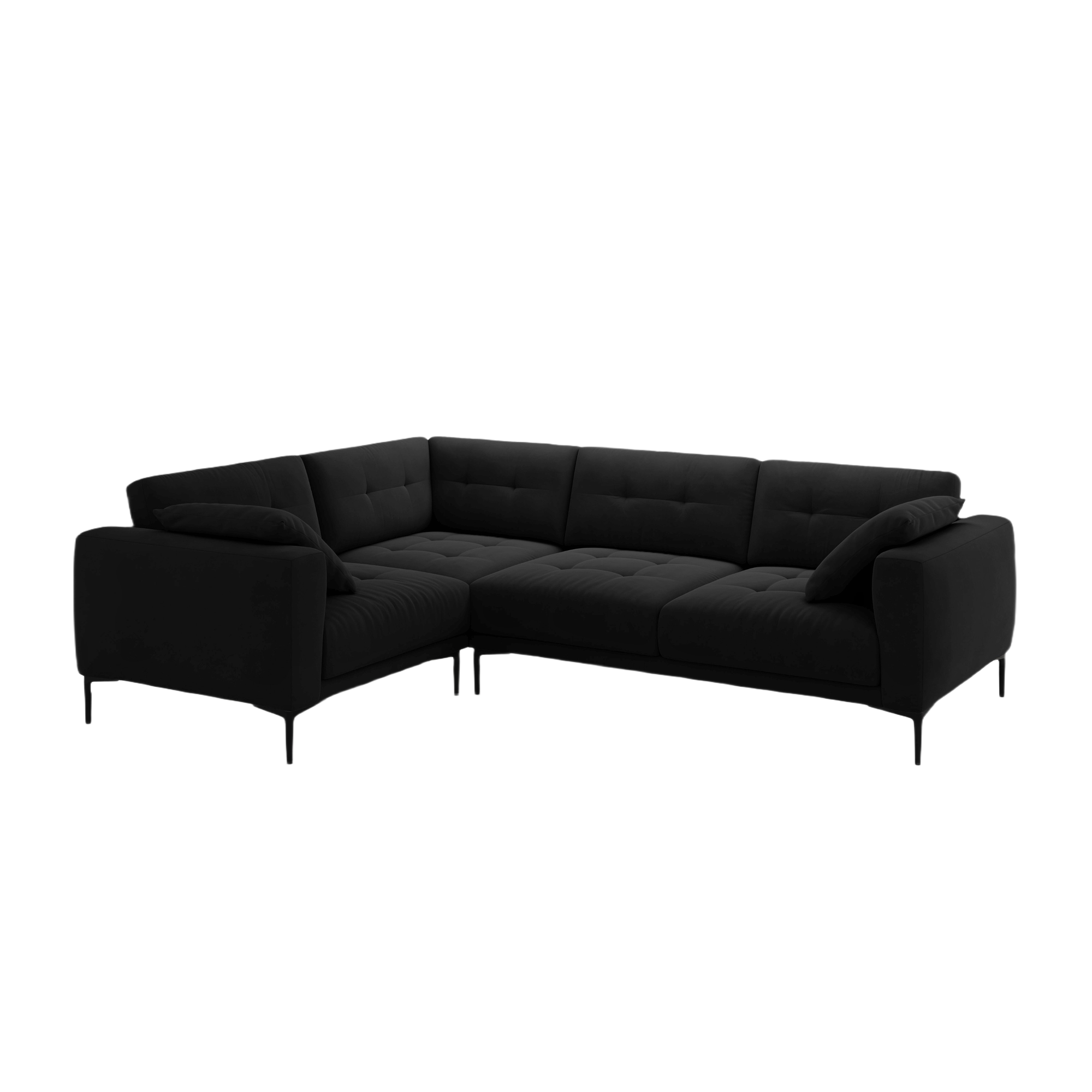 Left-facing velvet L-shaped corner sofa BEMY black