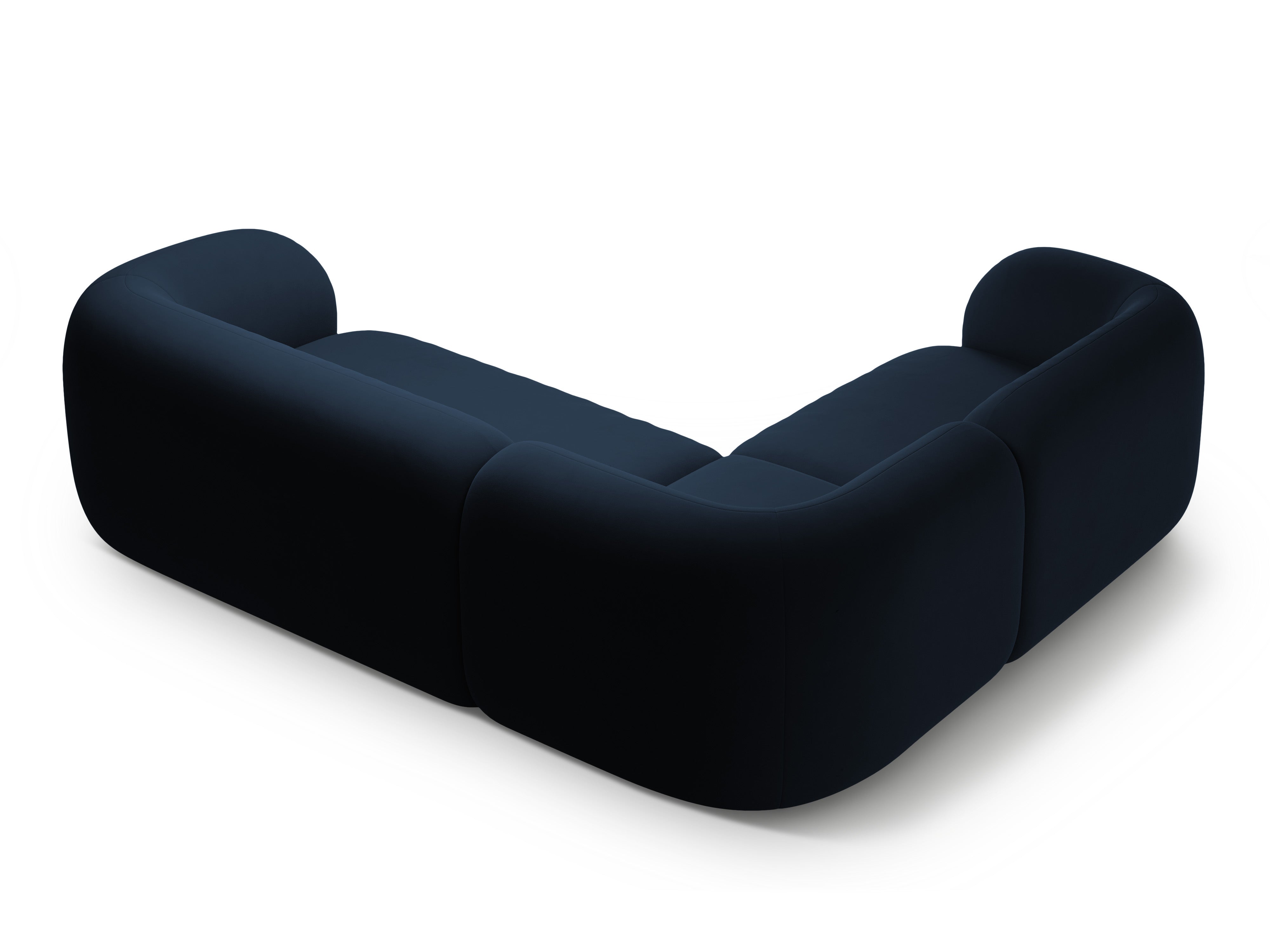 Rohová sedačka z sametu ľavostranná pre 4 osoby KATE kráľovsky modrá