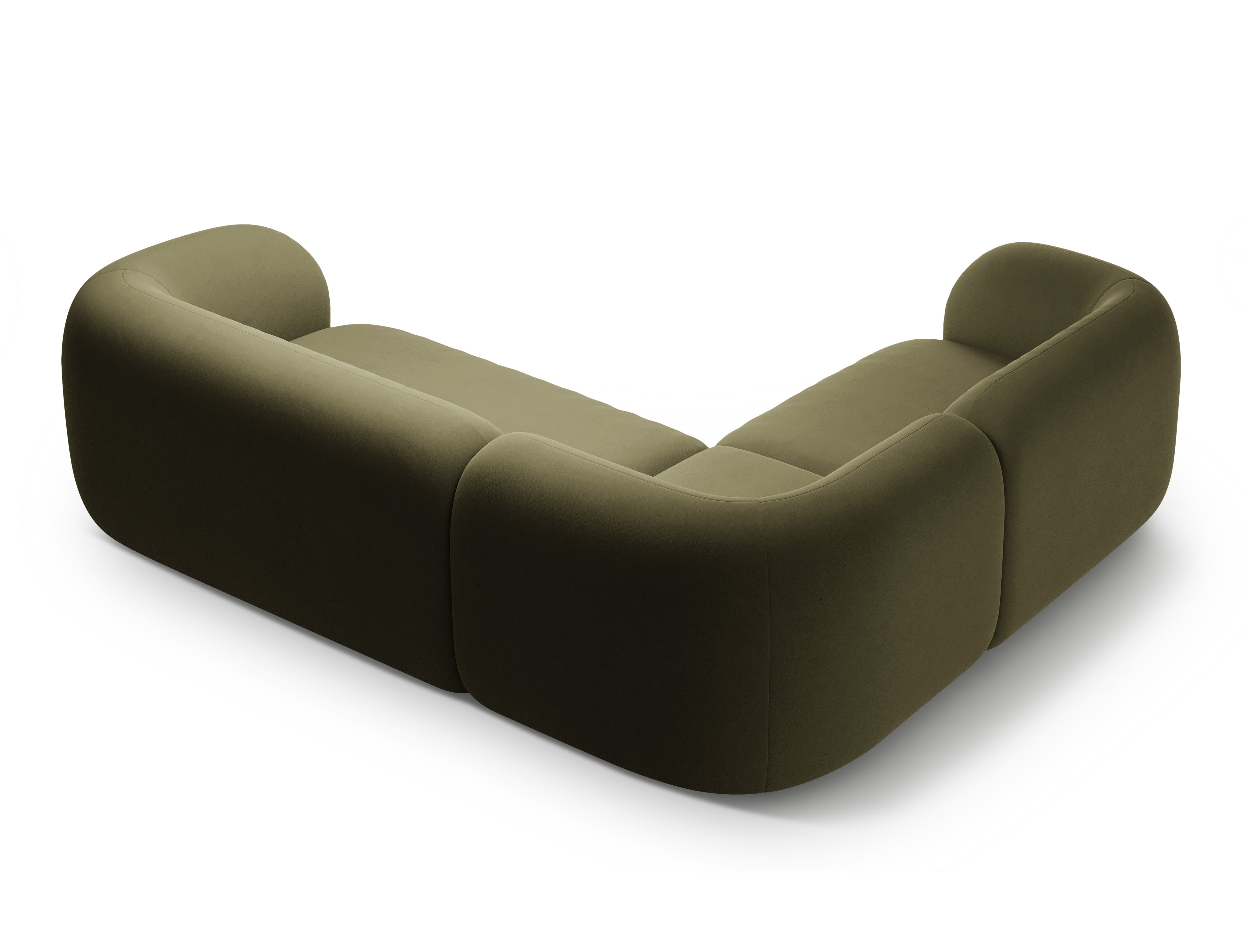 Green left-facing velvet corner sofa for 4 people KATE