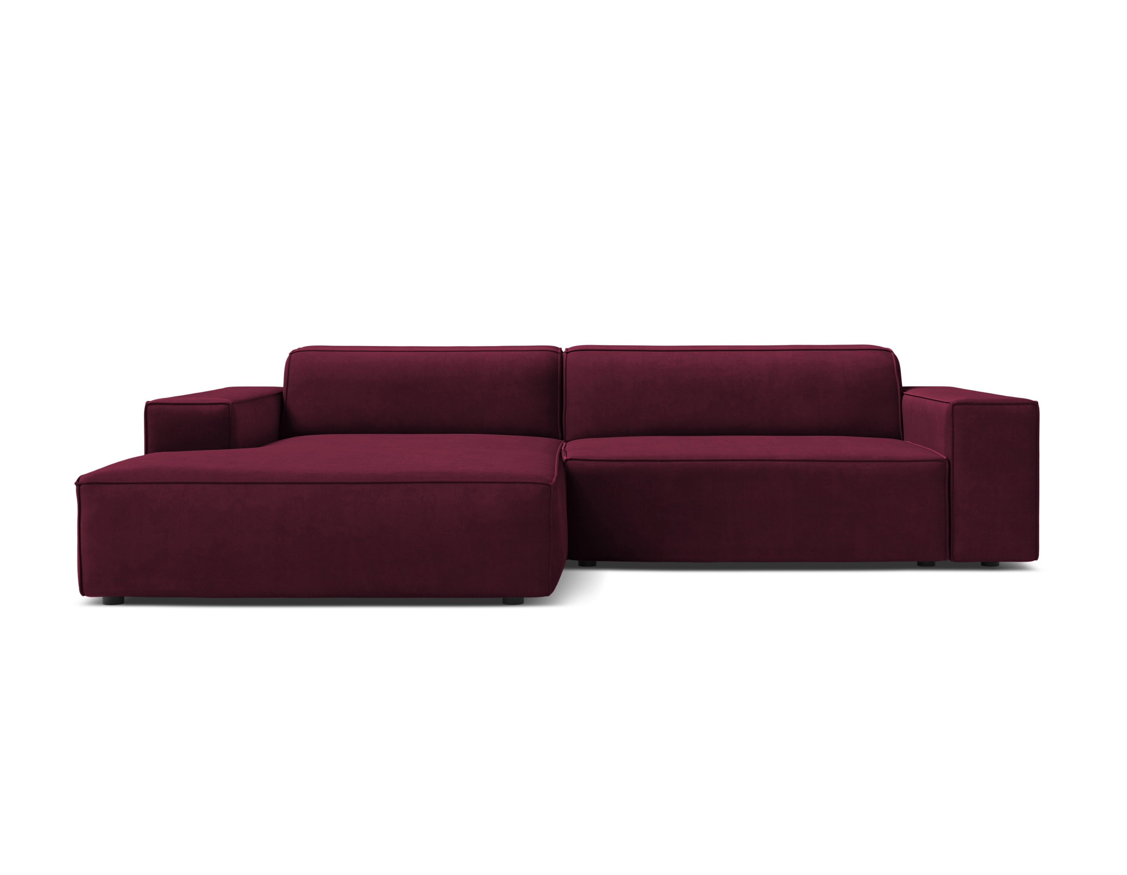 Trojsed levoúhlový JODIE v burgundskej farbe z jemného velúru