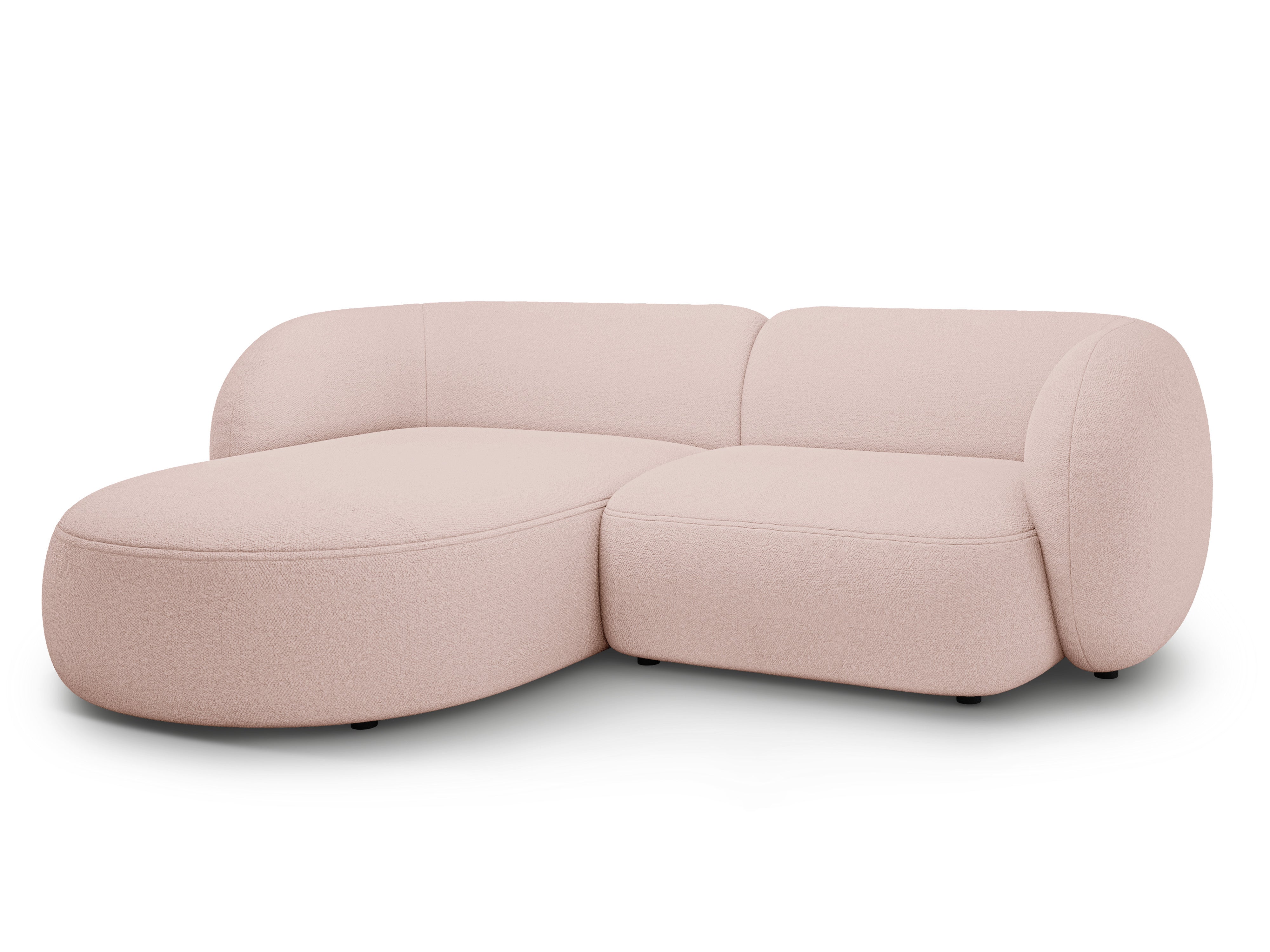 Left-sided 2-seater corner sofa KATE pink boucle