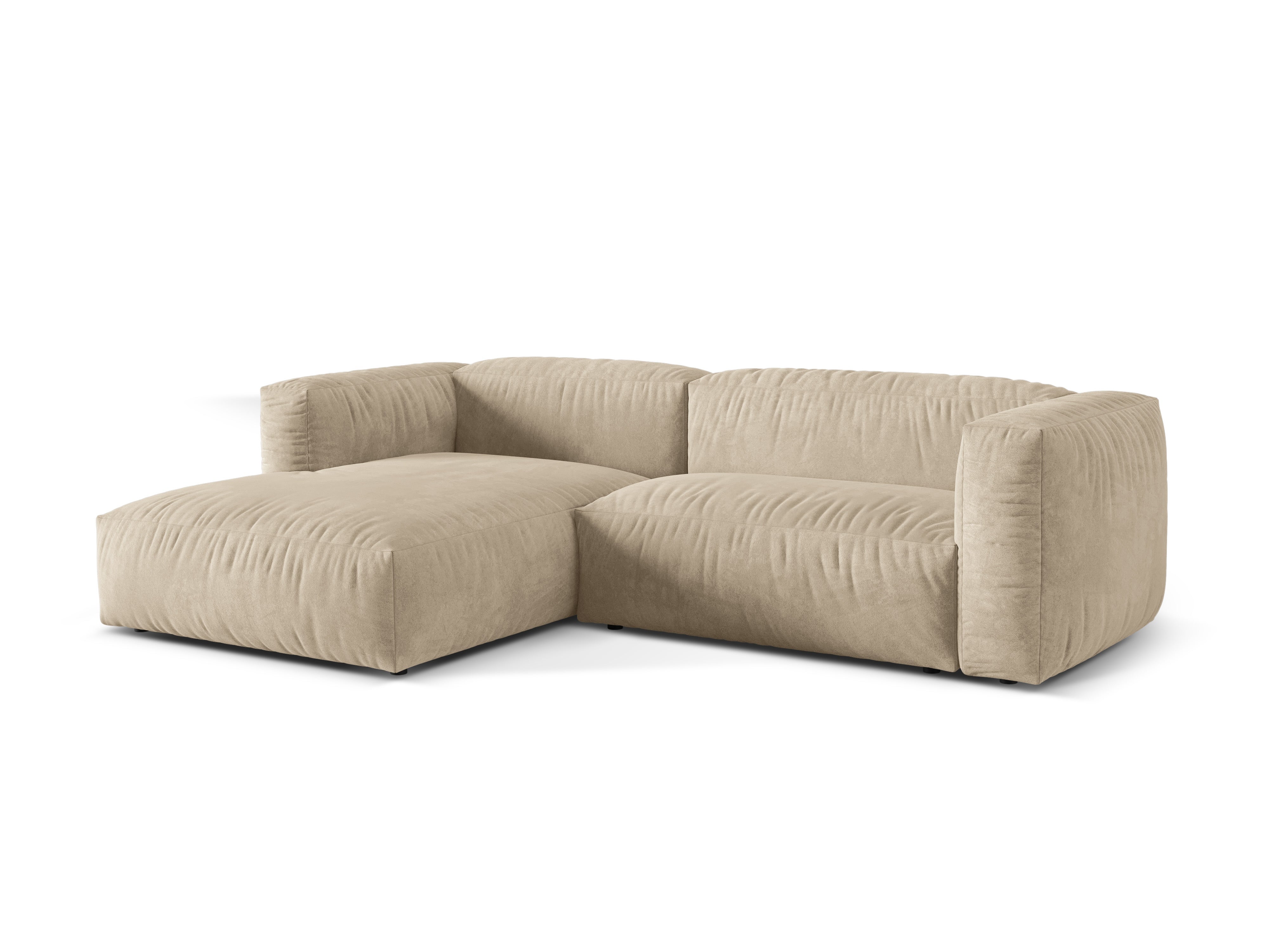 LEVE 2-seater velvet corner Martin light beige