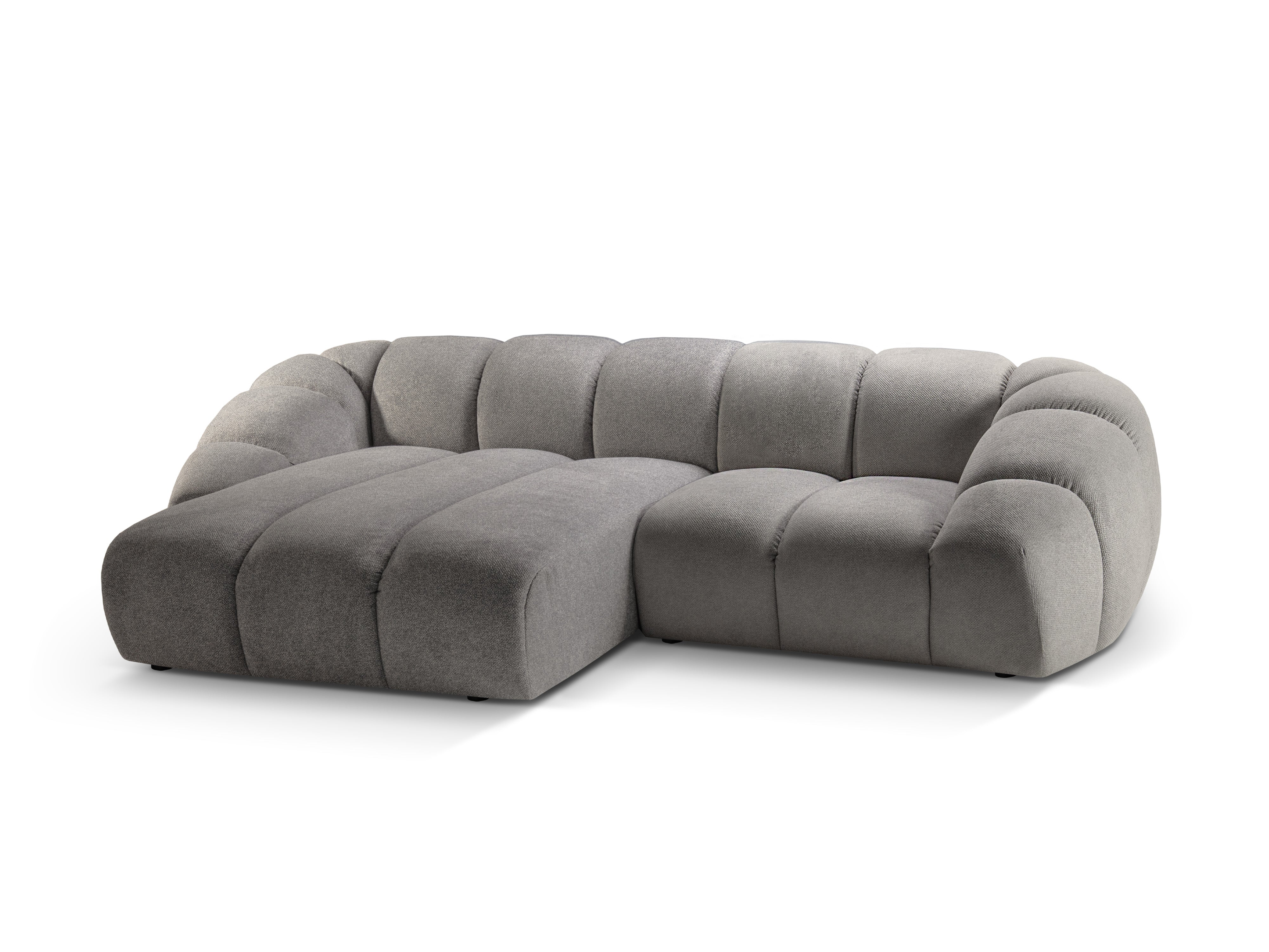 Left-facing 3-seater corner sofa DIANA light gray chenille