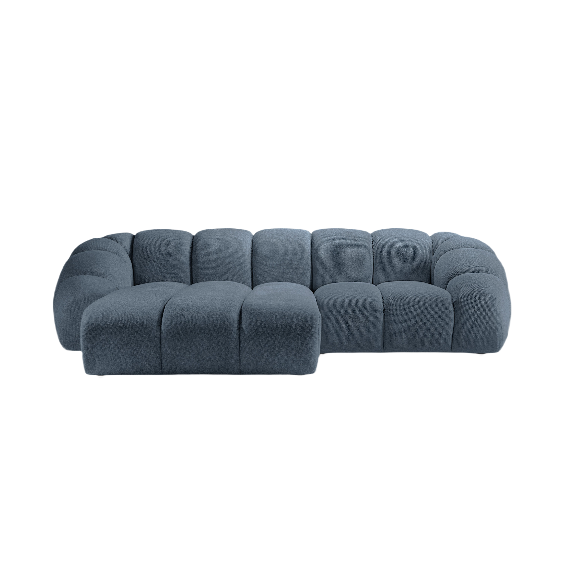 Left-facing 3-seater corner sofa DIANA light blue chenille