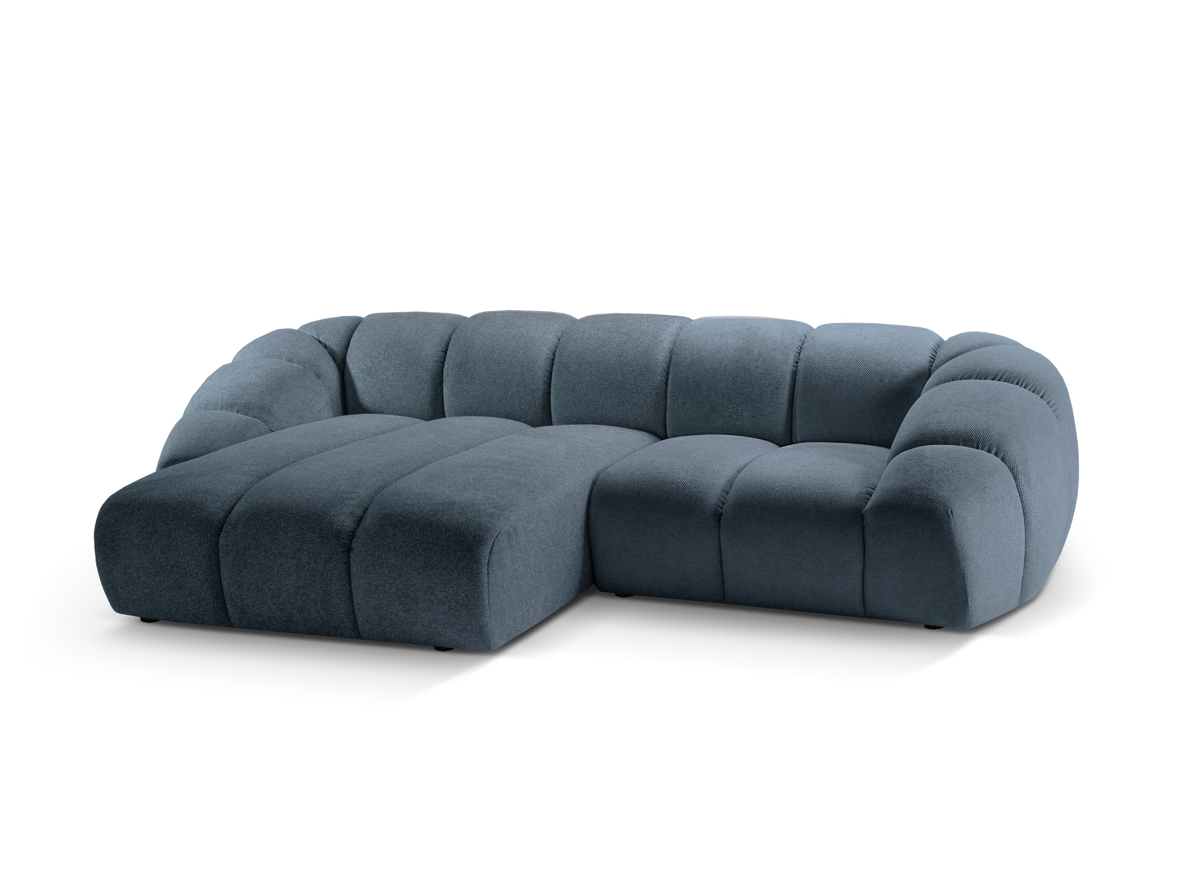 Left-facing 3-seater corner sofa DIANA light blue chenille