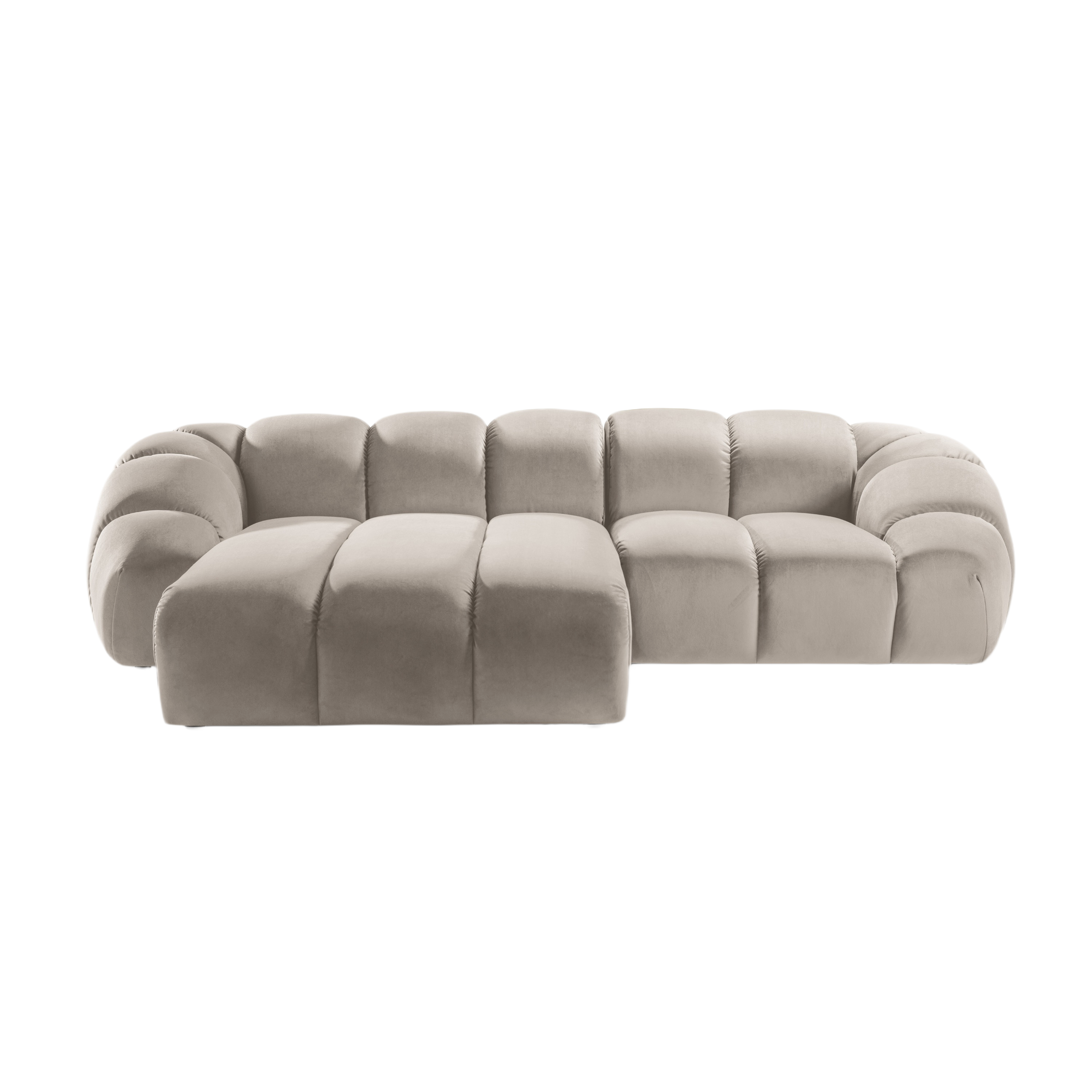 Velvet corner sofa for 3 people, left-sided, DIANA, beige