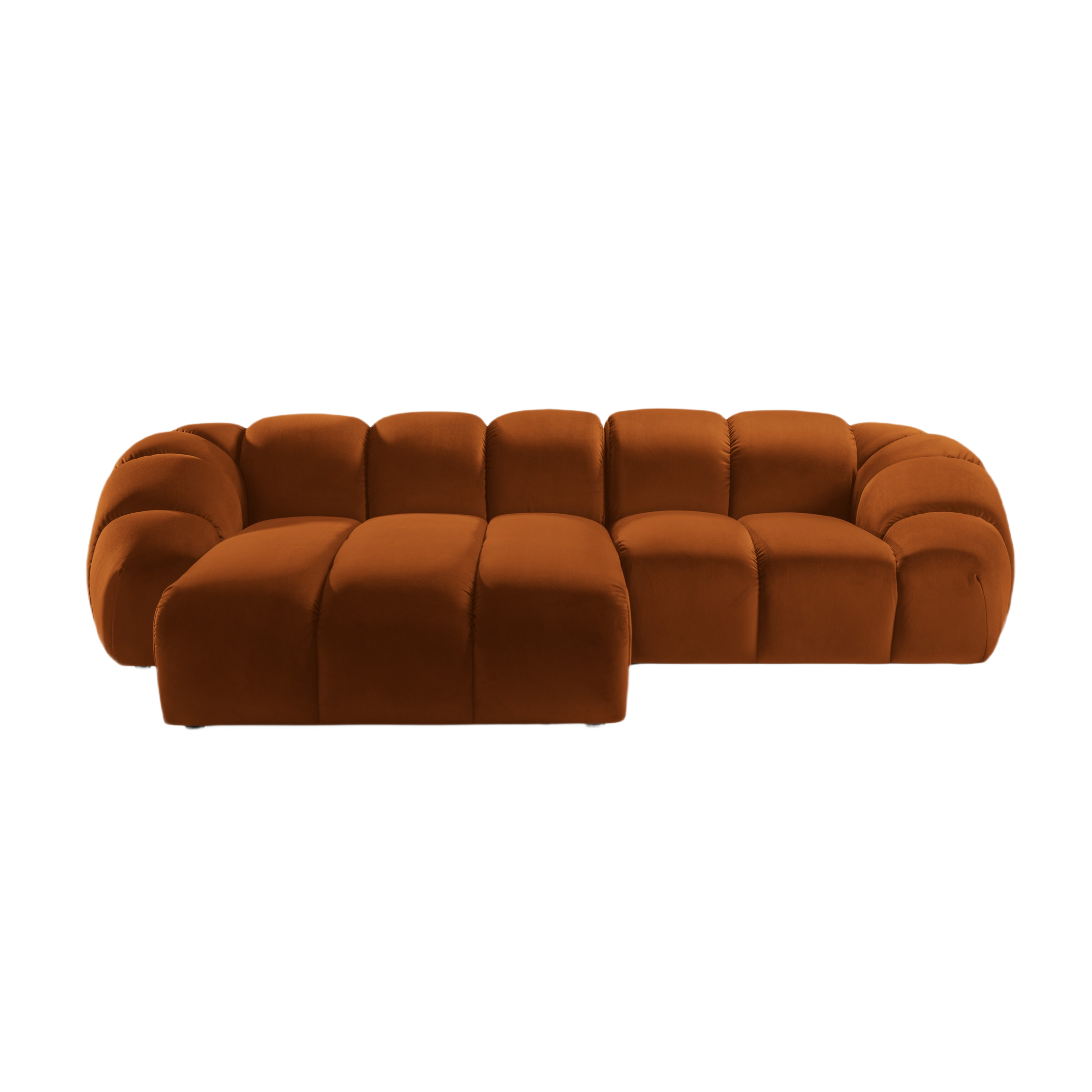 Velvet corner sofa for 3 people, left-sided DIANA terracotta