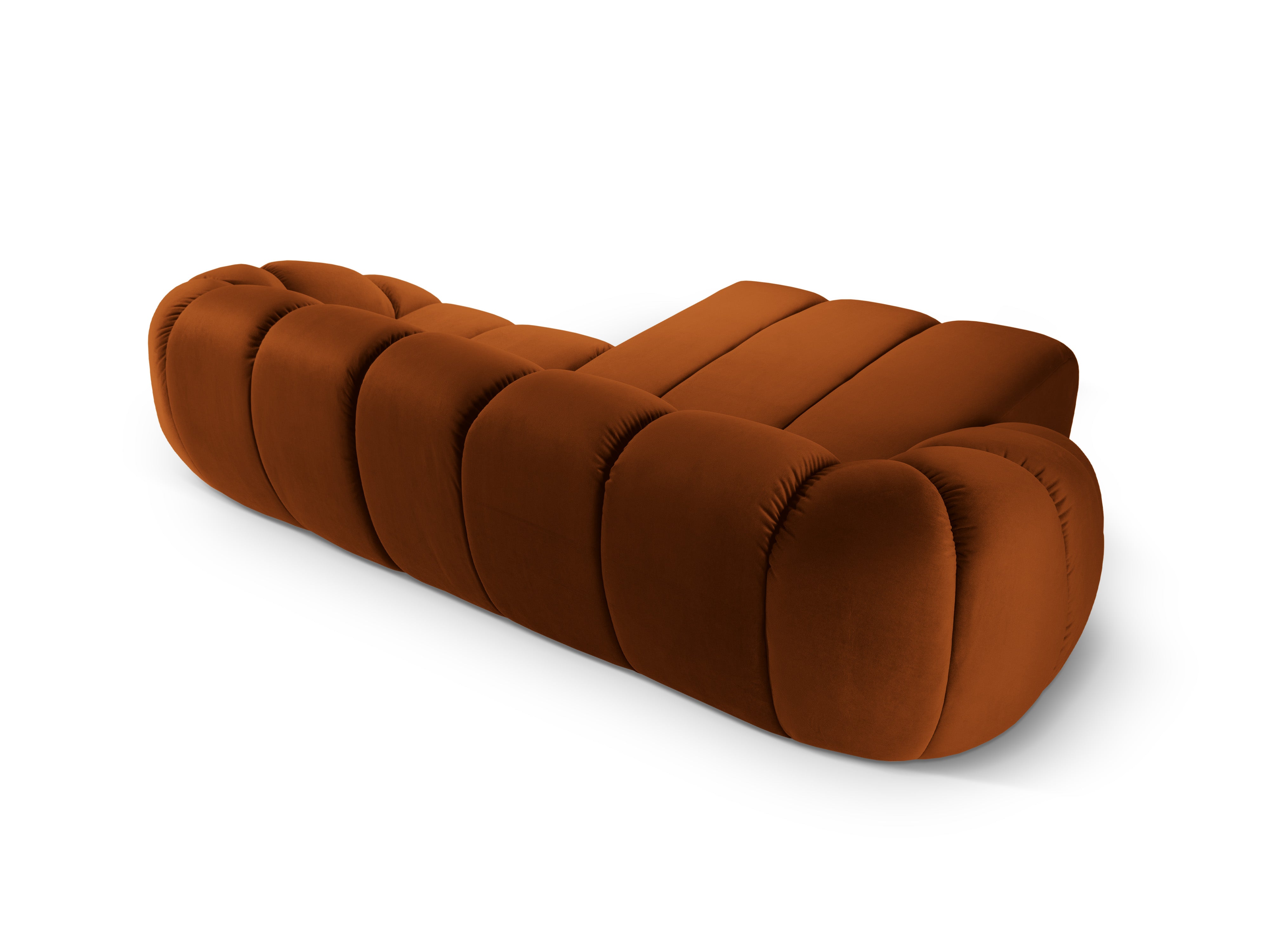 Velvet corner sofa for 3 people, left-sided DIANA terracotta