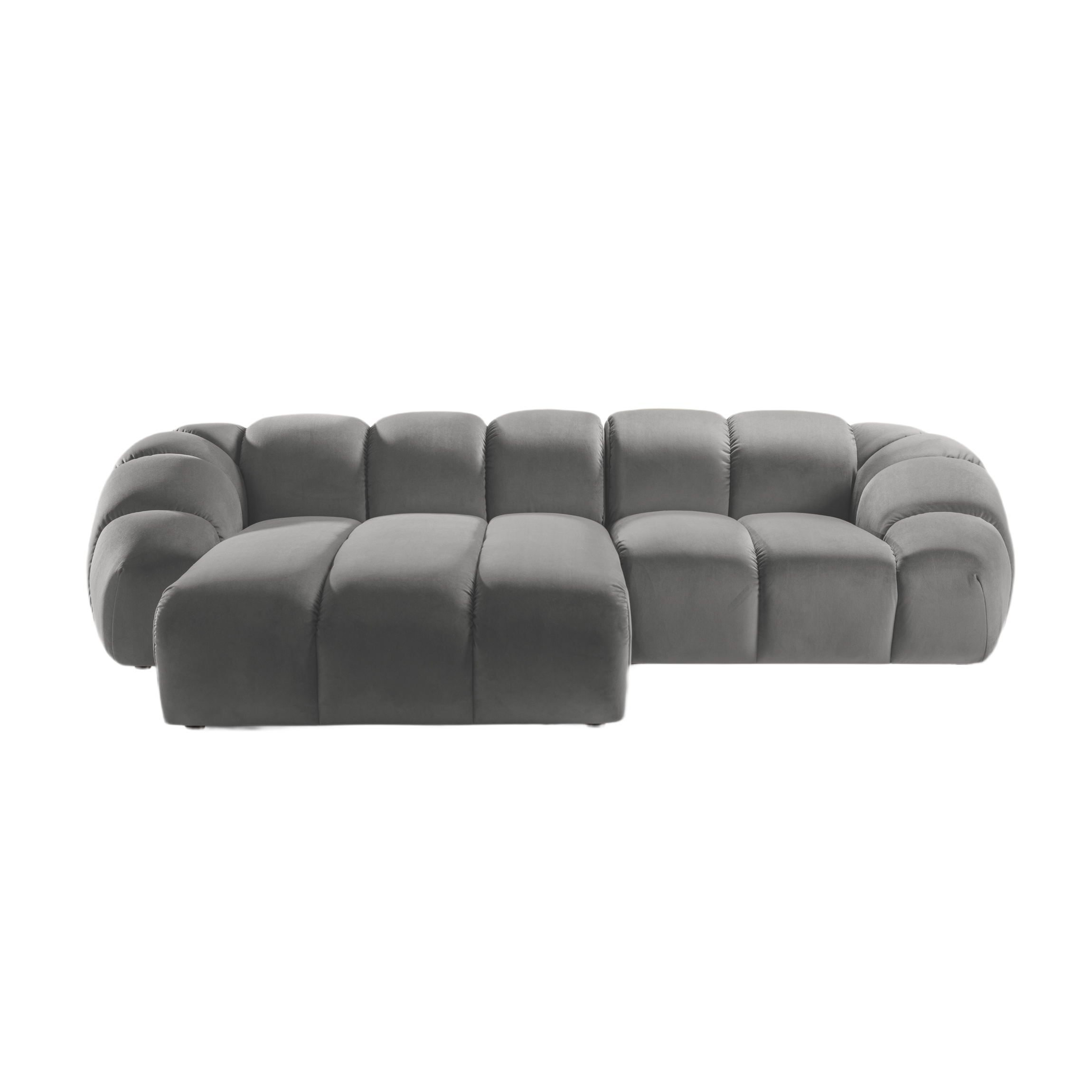 Gray left-facing 3-seater velvet sofa DIANA