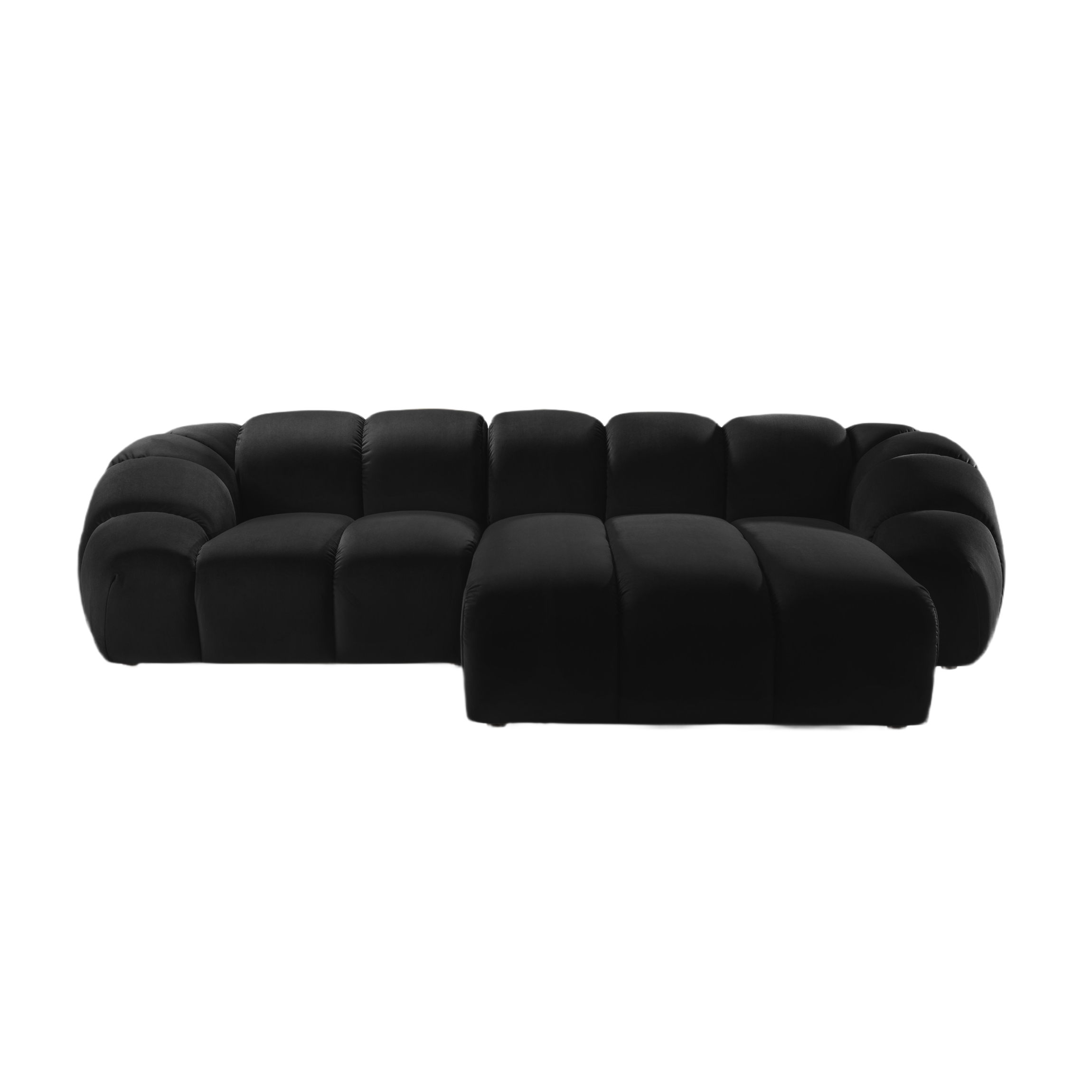 Velvet corner sofa for three people right-sided DIANA black