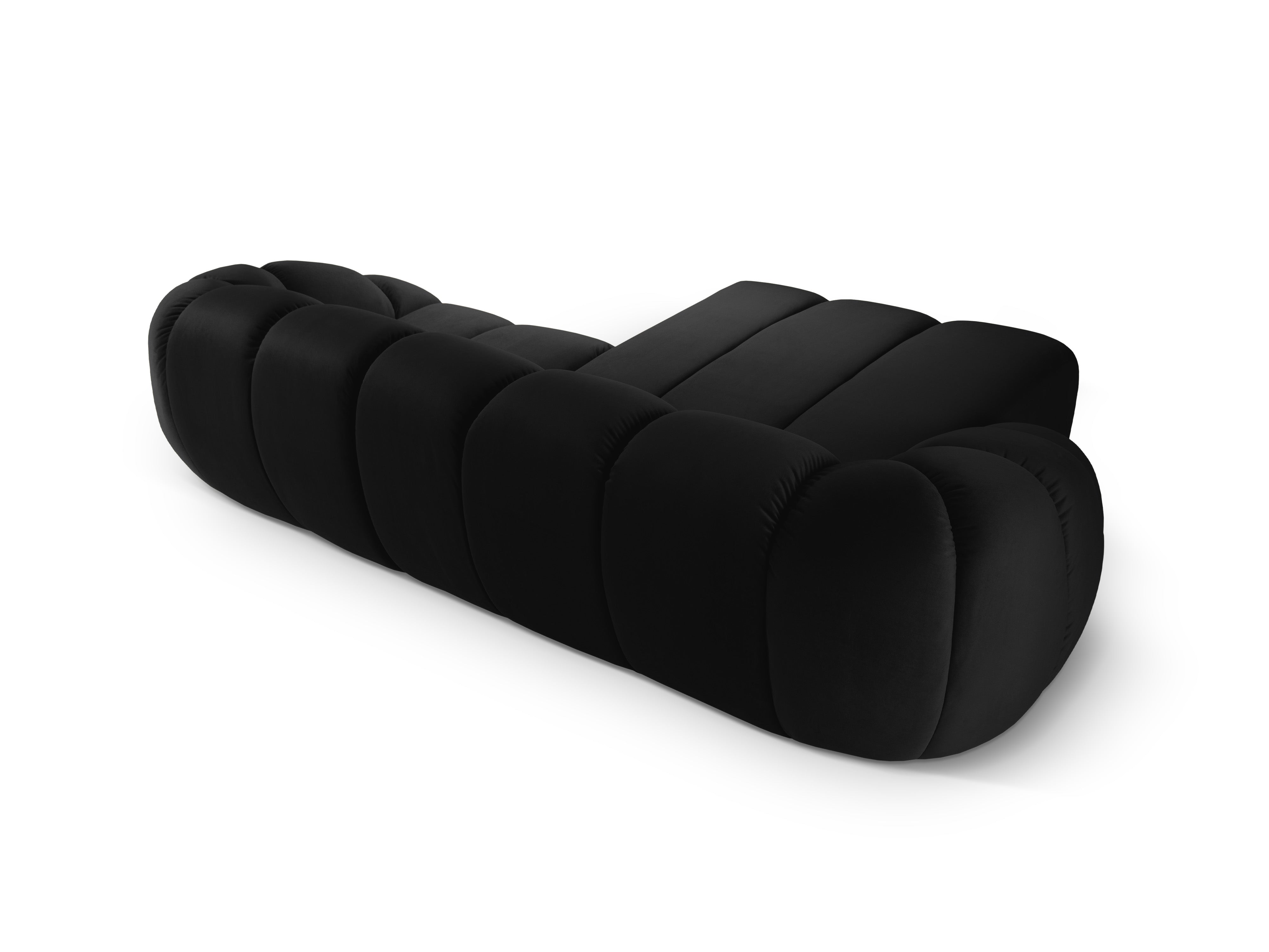 Rohová sedačka z aksamitného materiálu pre 3 osoby, ľavostranná DIANA, čierna