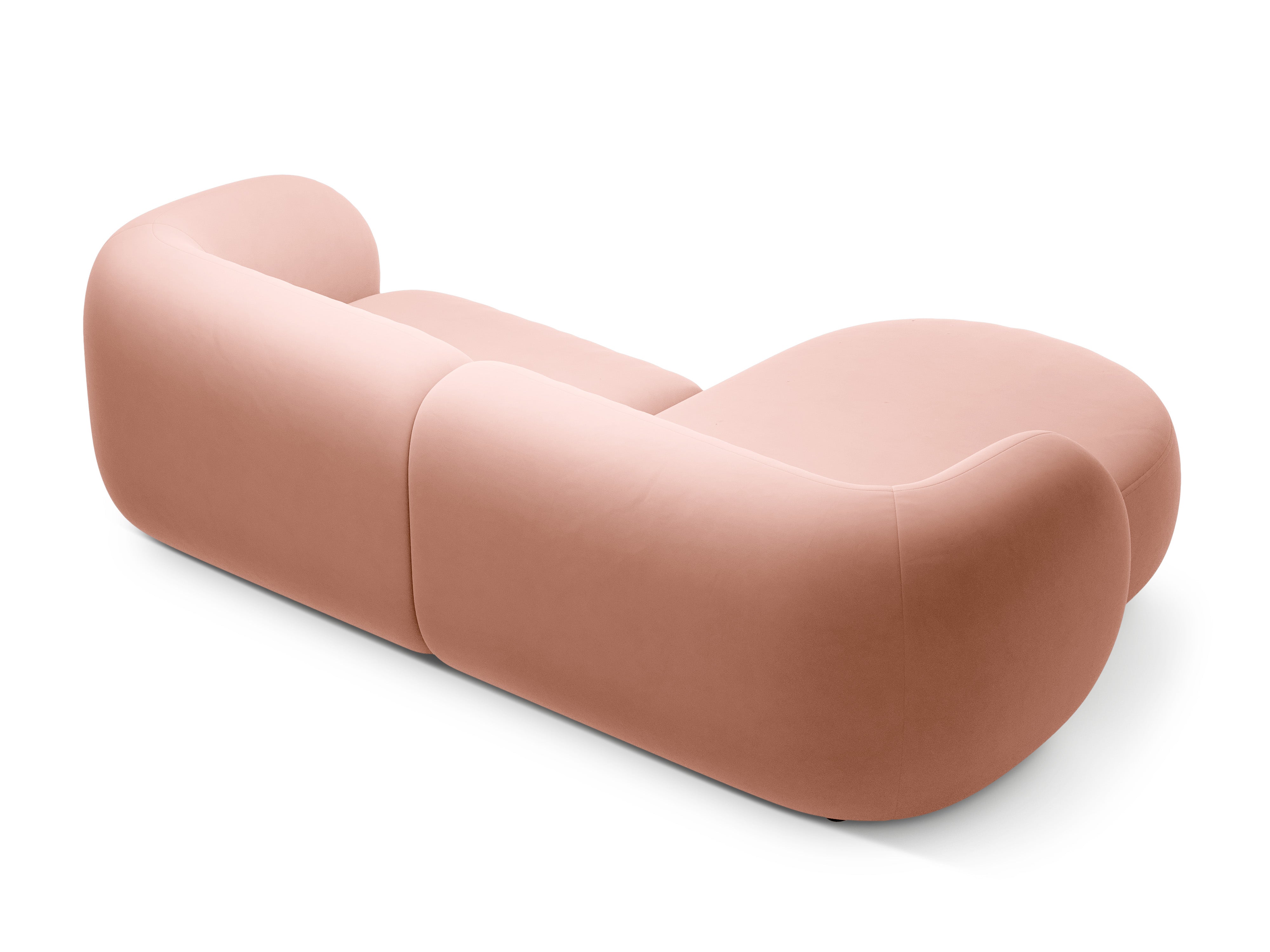 Ružový sametový rohový gauč pre dve osoby KATE